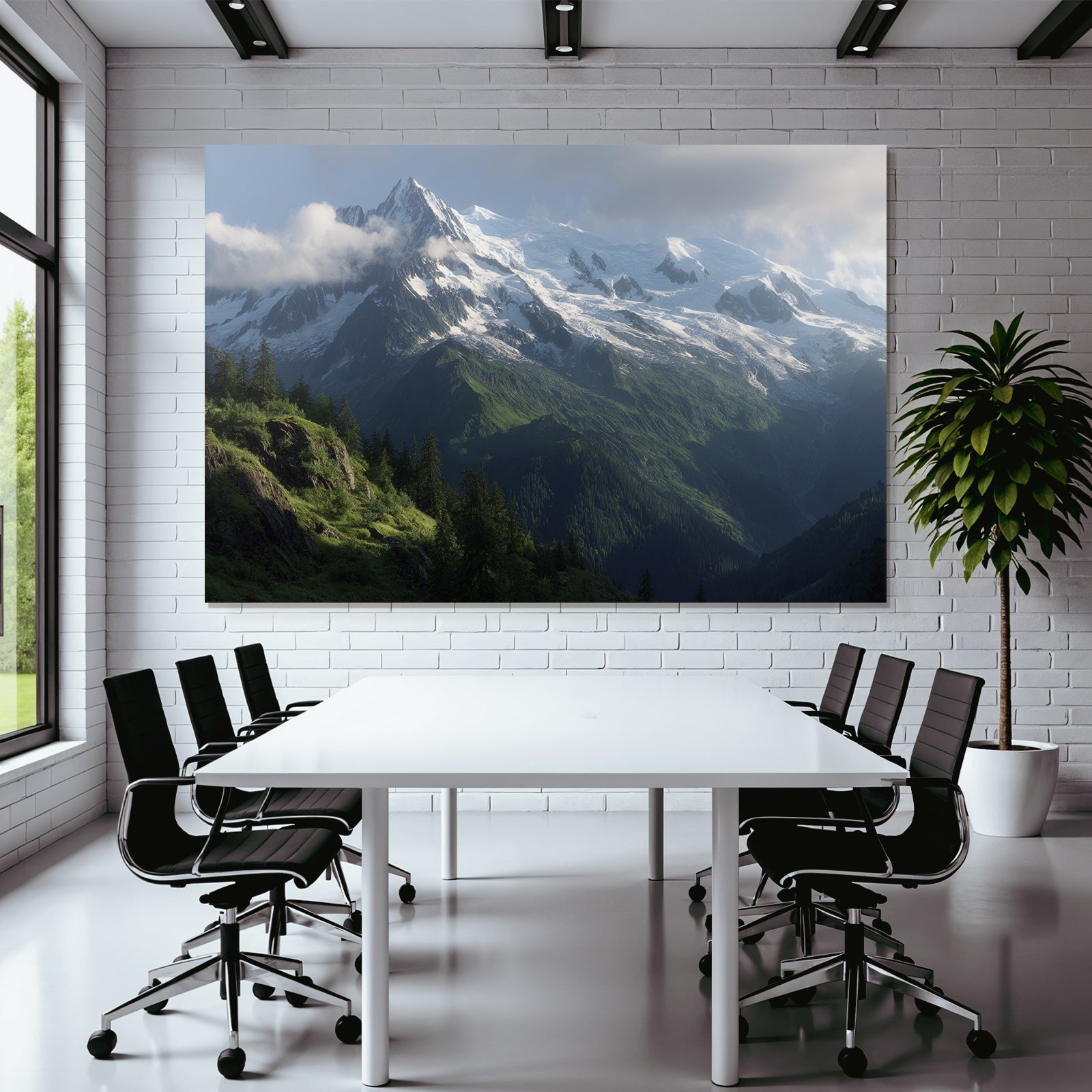 Berge Und Panoramen Berglandschaft Mit Schneebedeckten Gipfeln Und Grünen Tälern