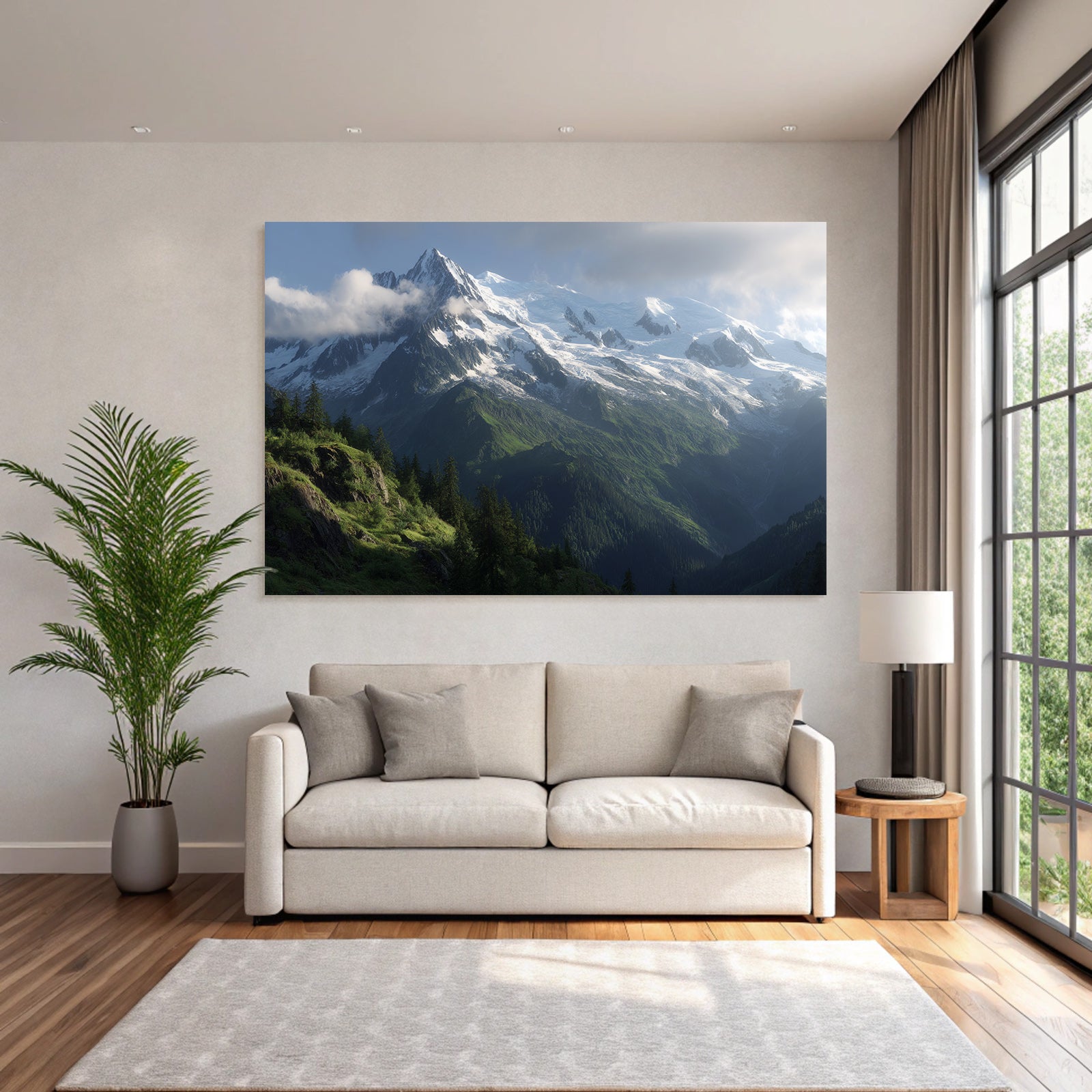 Berge Und Panoramen Berglandschaft Mit Schneebedeckten Gipfeln Und Grünen Tälern