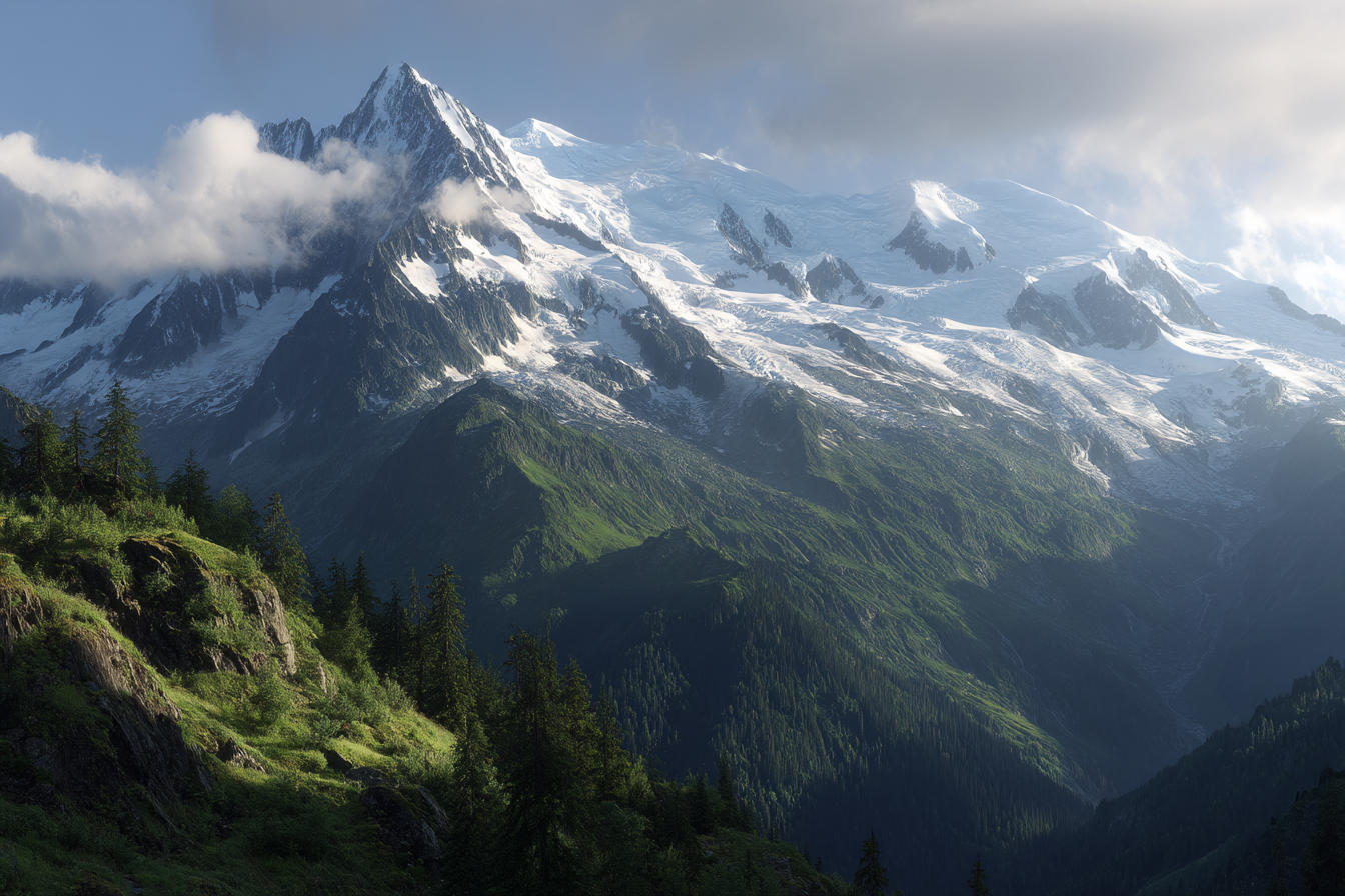 Berge Und Panoramen Berglandschaft Mit Schneebedeckten Gipfeln Und Grünen Tälern | Berge und Panoramen | Landschaften