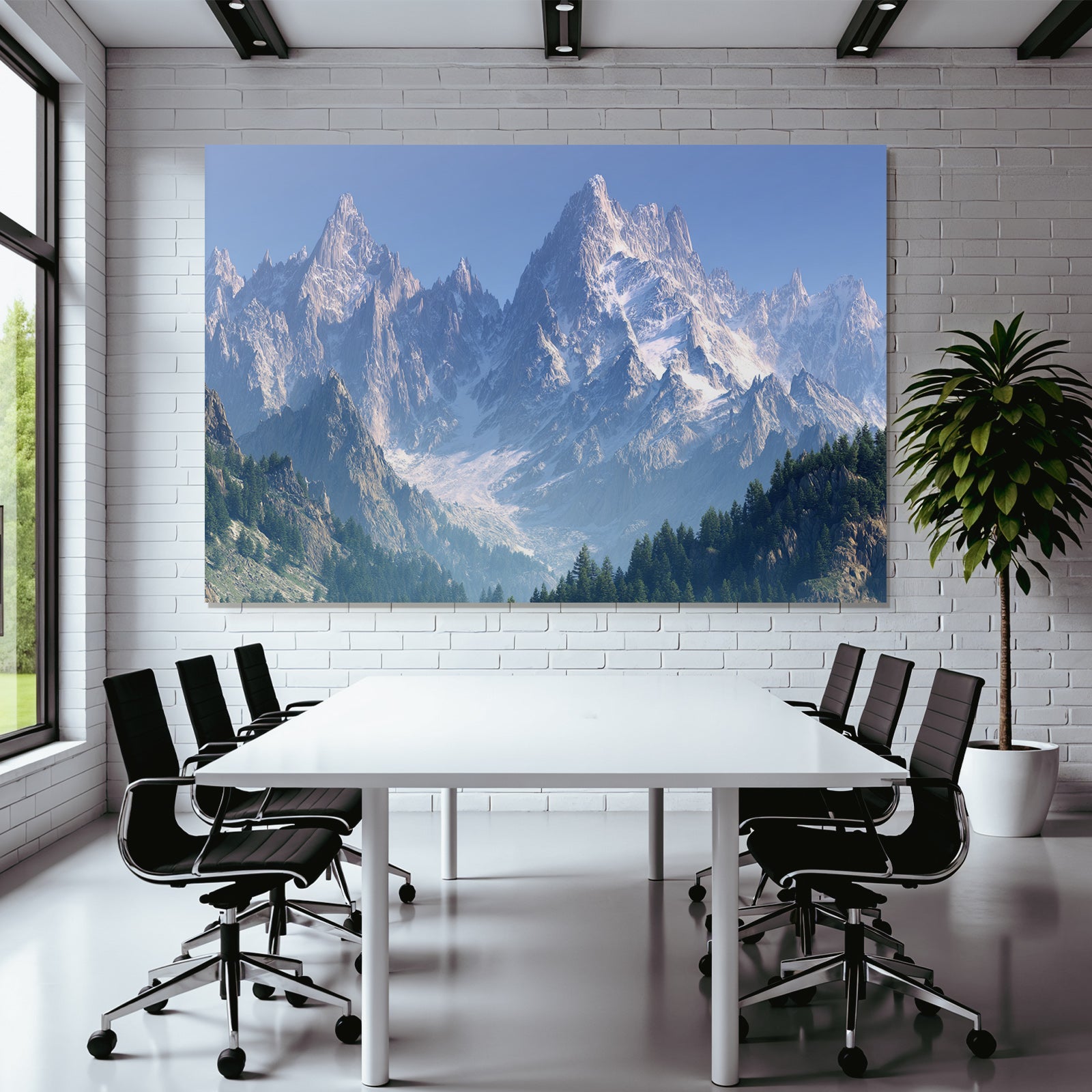 Berge Und Panoramen Berglandschaft Mit Schneebedeckten Spitzen Und Grünen Baeumen