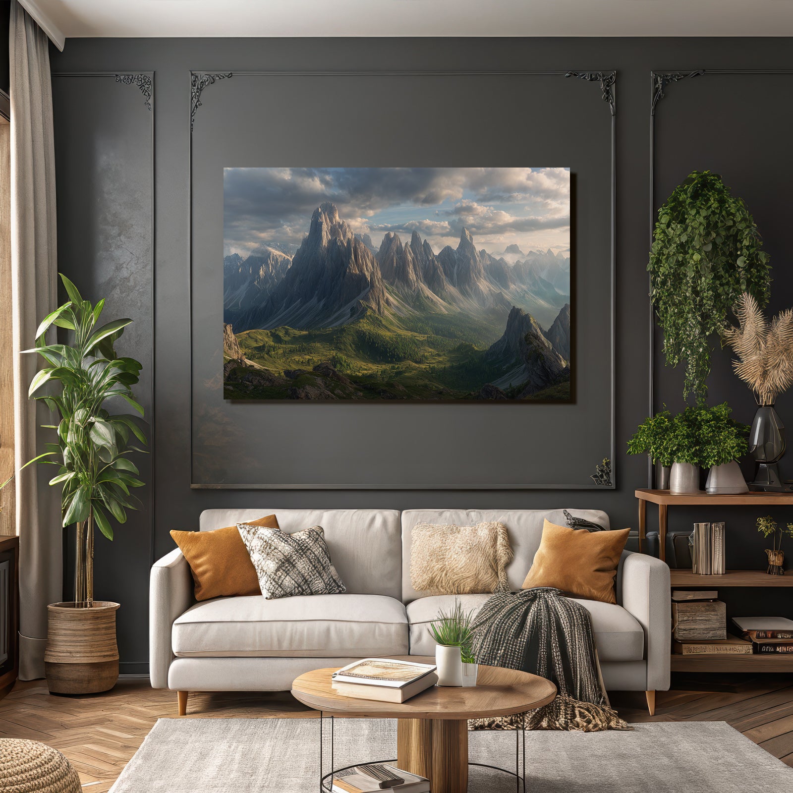 Berge Und Panoramen Dramatische Bergalandschaft Mit Grünen Vegetation Und Steilen Gipfeln