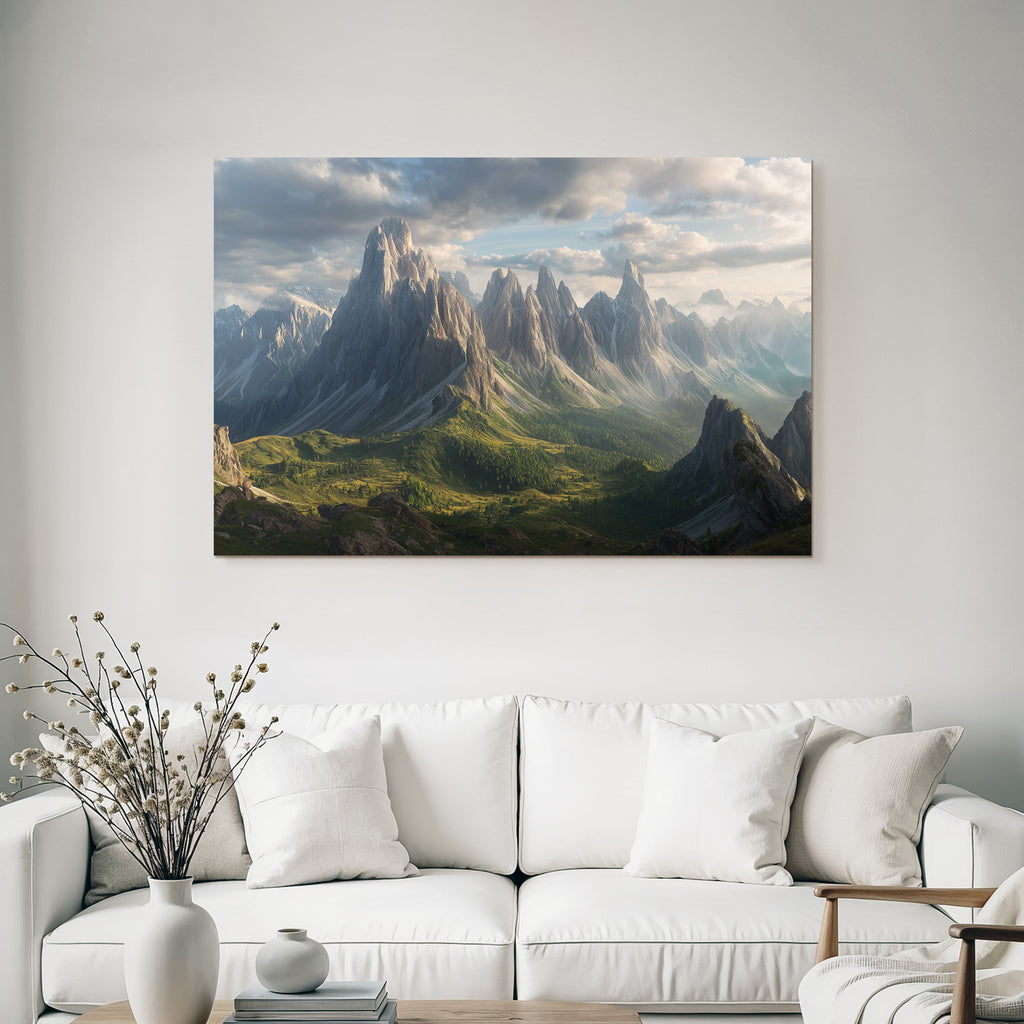 Berge Und Panoramen Dramatische Bergalandschaft Mit Grünen Vegetation Und Steilen Gipfeln