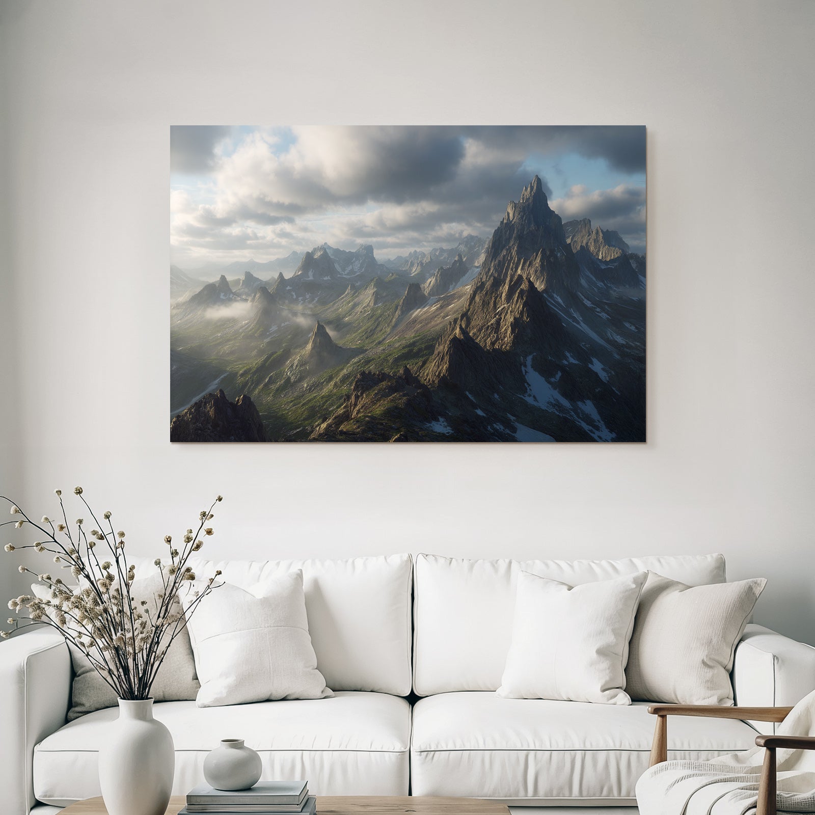 Berge Und Panoramen Dramatische Berglandschaft Mit Grünen Tälern Und Wolkenschwaden