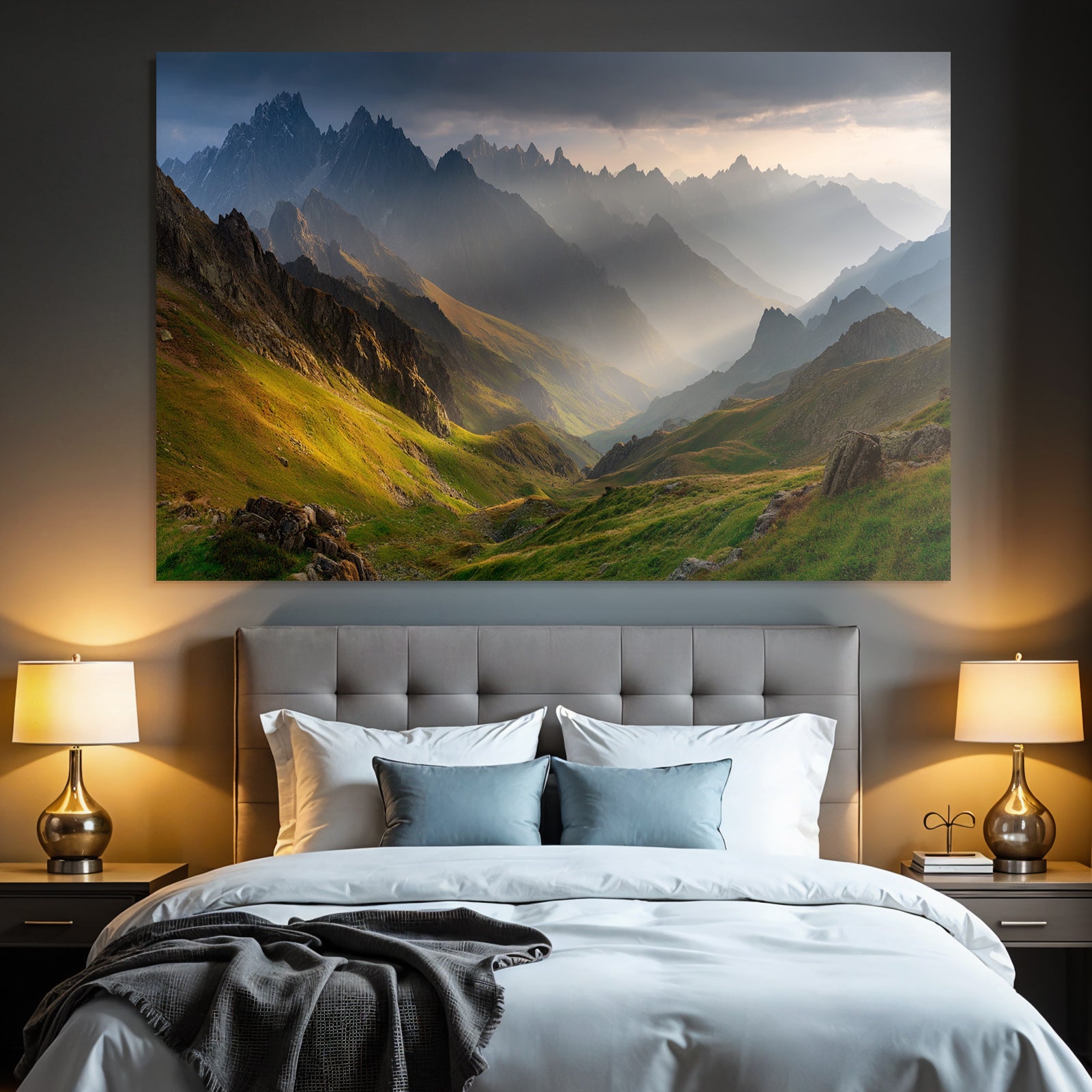 Berge Und Panoramen Dramatische Berglandschaft Mit Meadow Und Peaks