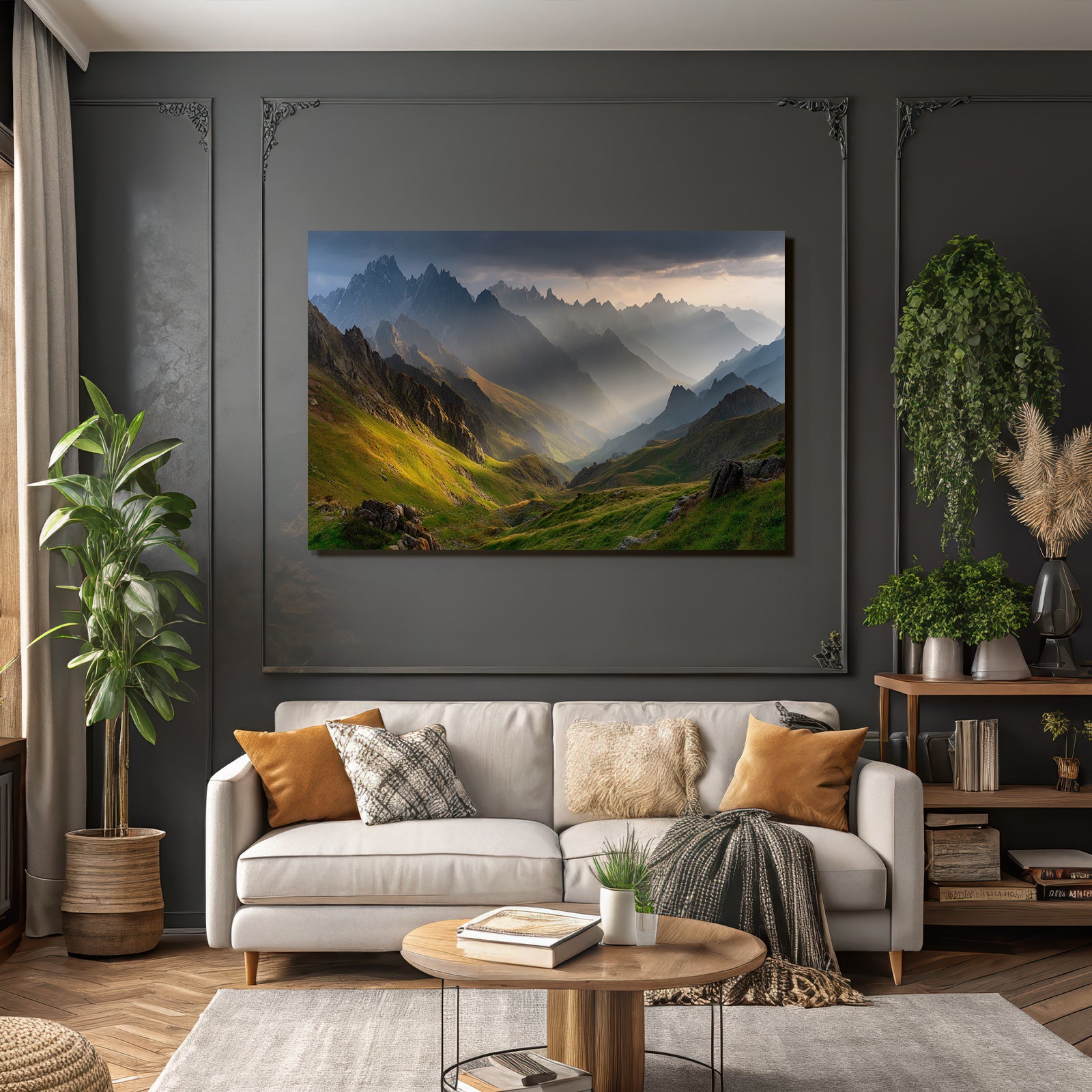 Berge Und Panoramen Dramatische Berglandschaft Mit Meadow Und Peaks