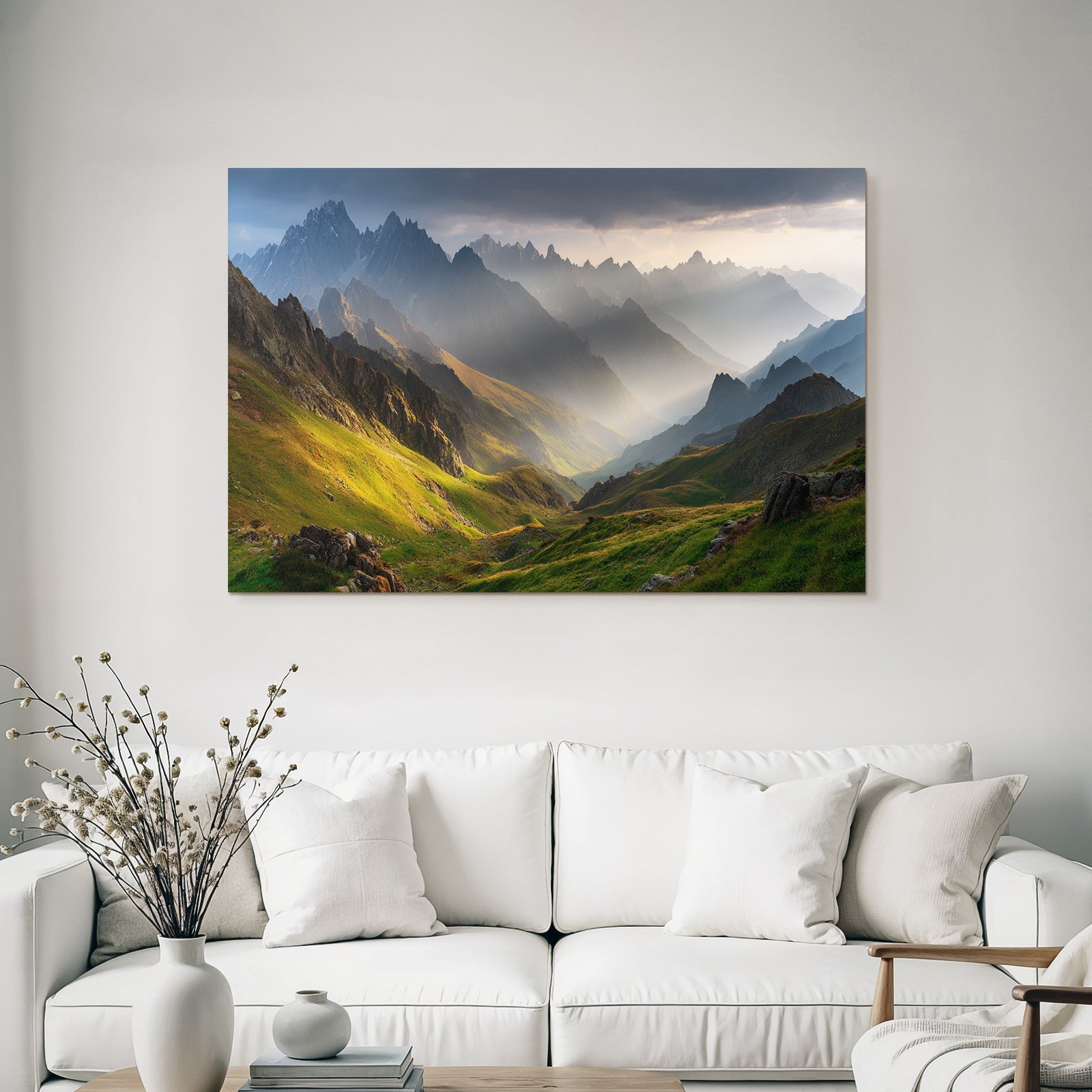 Berge Und Panoramen Dramatische Berglandschaft Mit Meadow Und Peaks