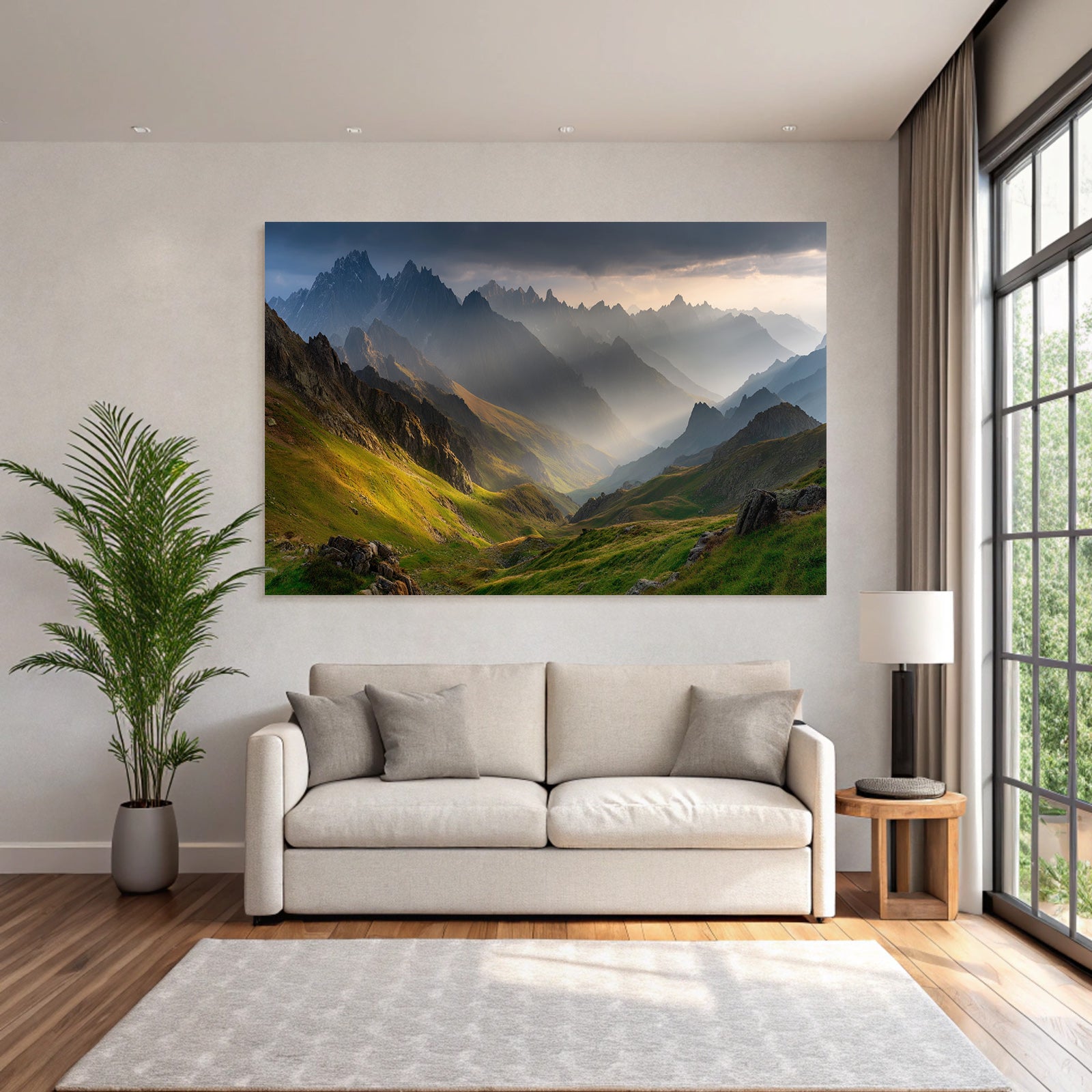 Berge Und Panoramen Dramatische Berglandschaft Mit Meadow Und Peaks