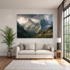 Berge Und Panoramen Dramatische Berglandschaft Mit Sonnenlicht Und Vegetation