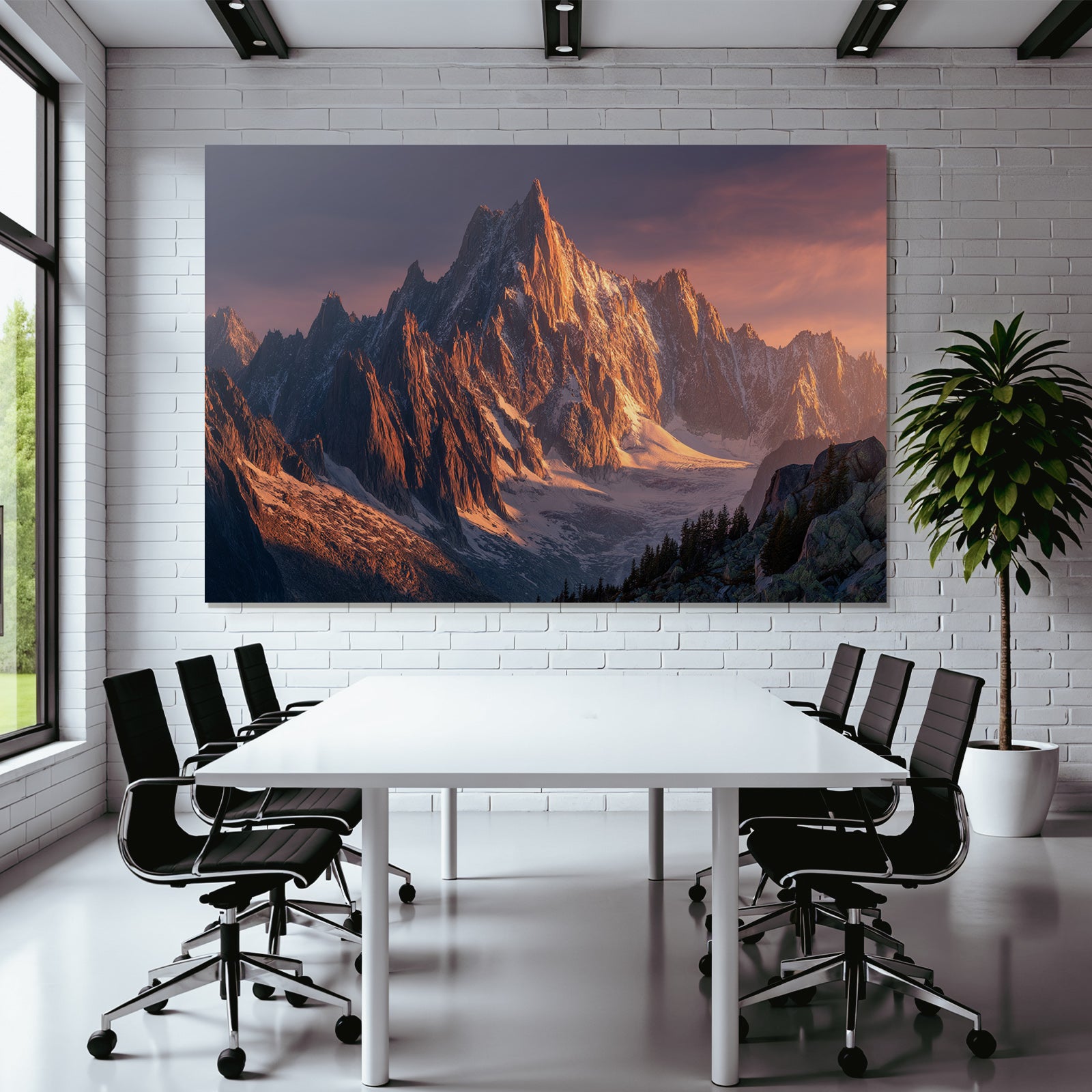 Berge Und Panoramen Dramatische Berglanschaft Mit Schneebedeckten Gipfeln Im Warmen Sonnenlicht
