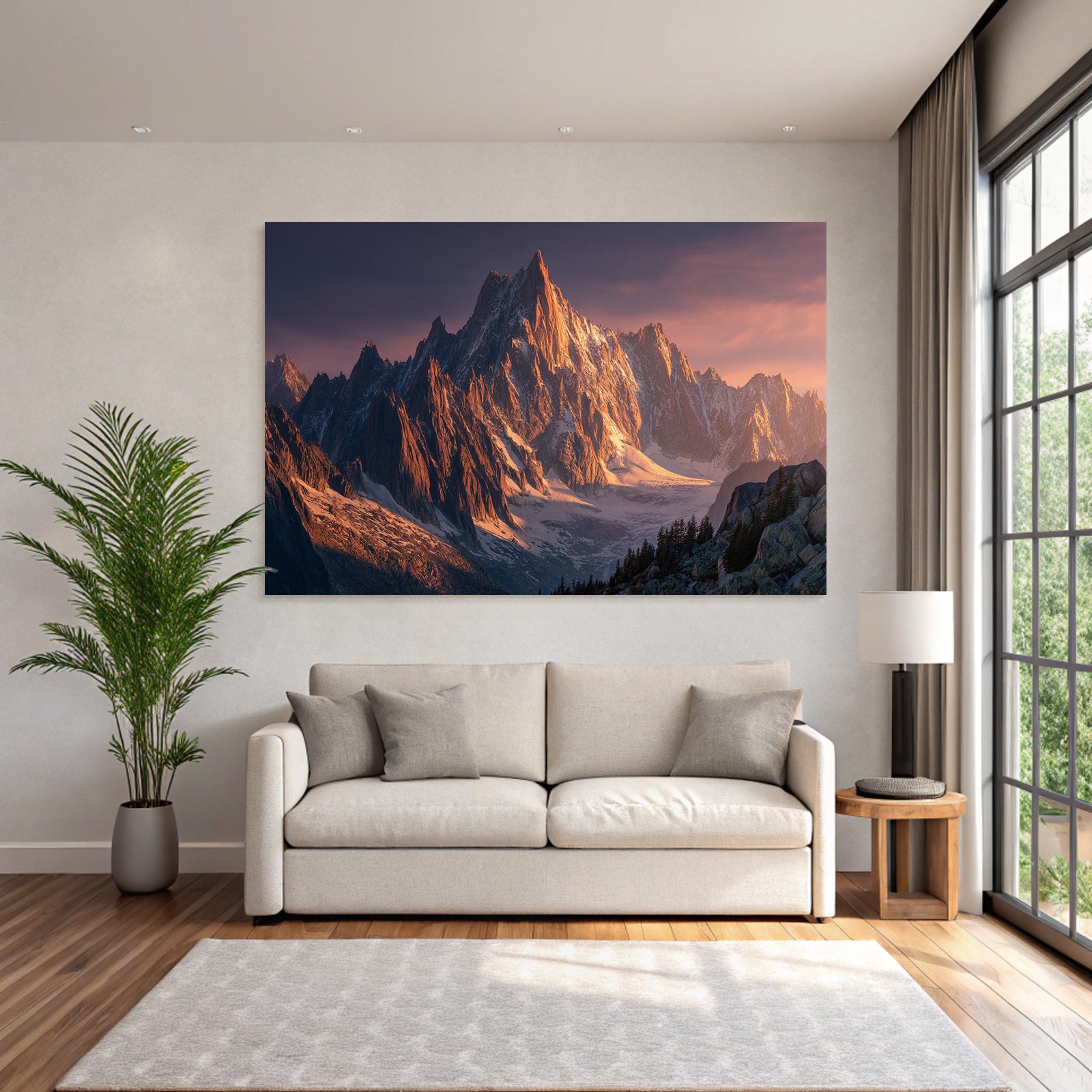 Berge Und Panoramen Dramatische Berglanschaft Mit Schneebedeckten Gipfeln Im Warmen Sonnenlicht