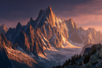 Berge Und Panoramen Dramatische Berglanschaft Mit Schneebedeckten Gipfeln Im Warmen Sonnenlicht | Berge und Panoramen | Landschaften