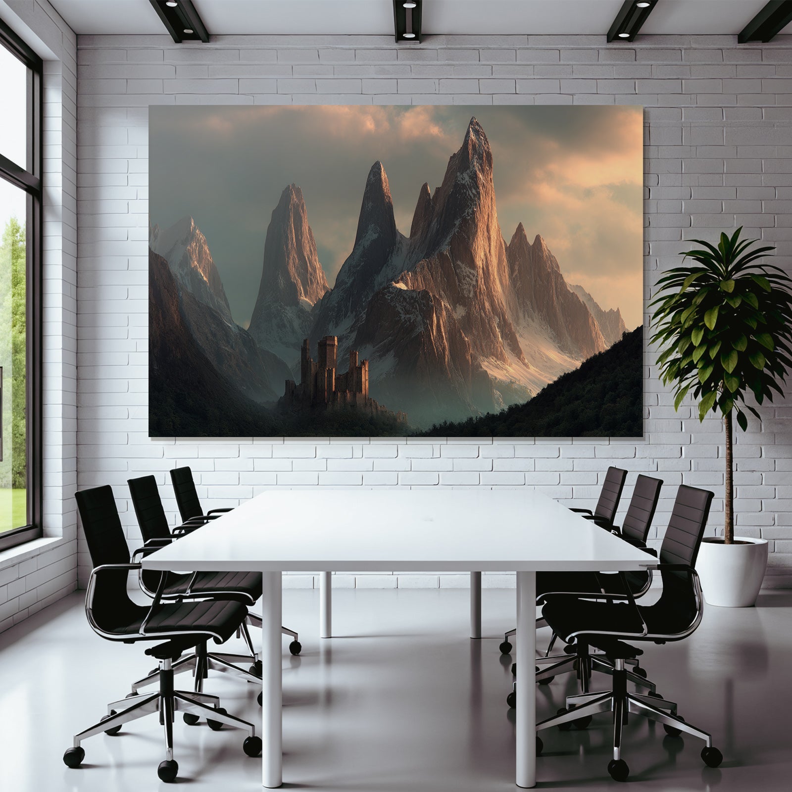 Berge Und Panoramen Dramatische Landschaft Mit Berge Und Mittelalterliches Schloss