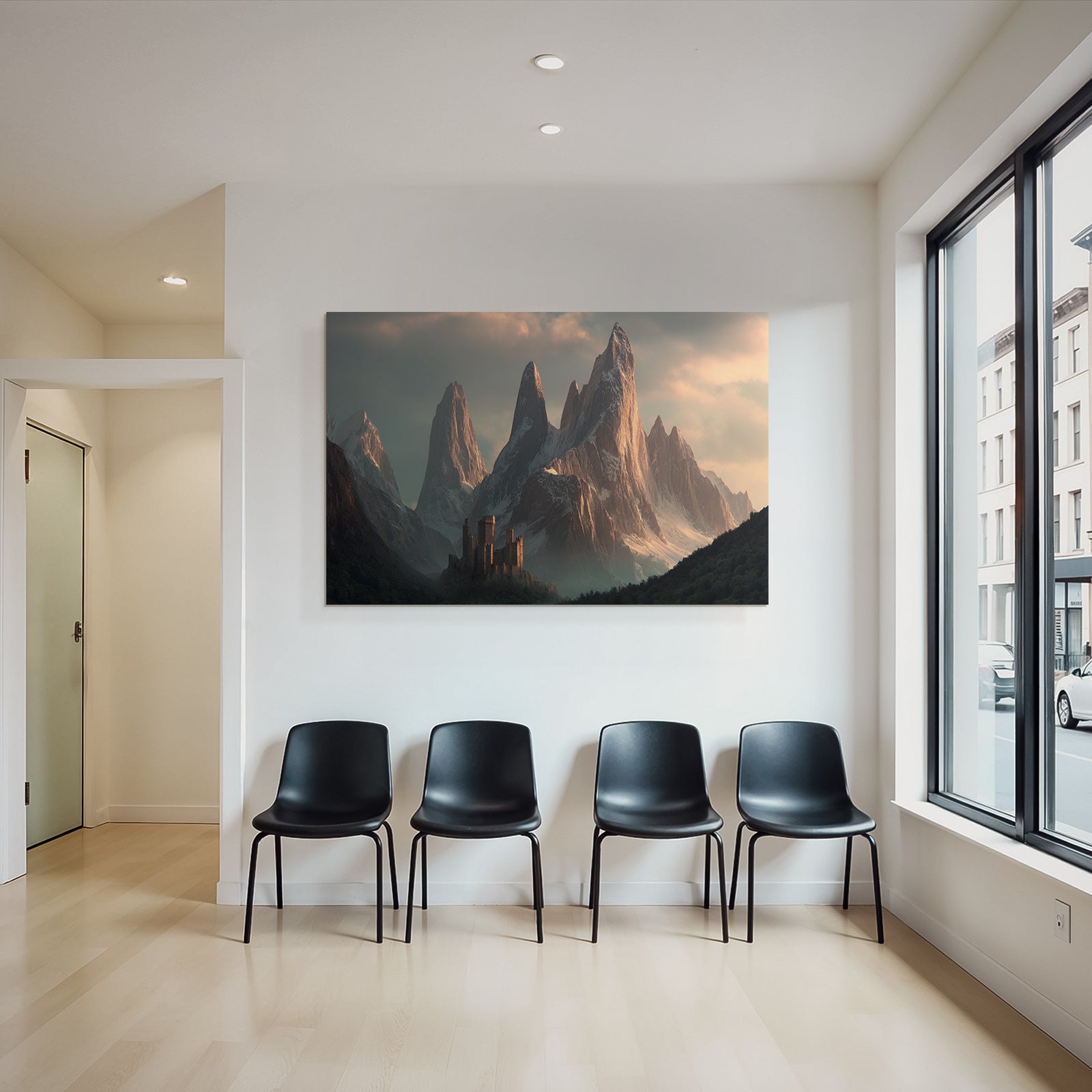Berge Und Panoramen Dramatische Landschaft Mit Berge Und Mittelalterliches Schloss