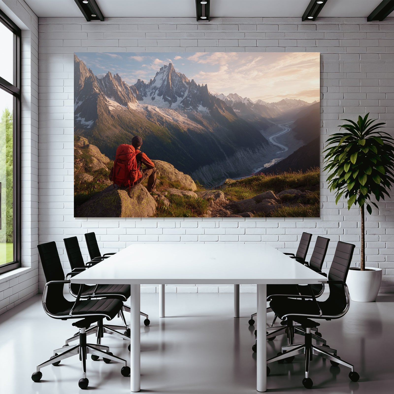 Berge Und Panoramen Einsamer Wanderer Blickt Auf Mountainlandschaft In Der Dämmerung
