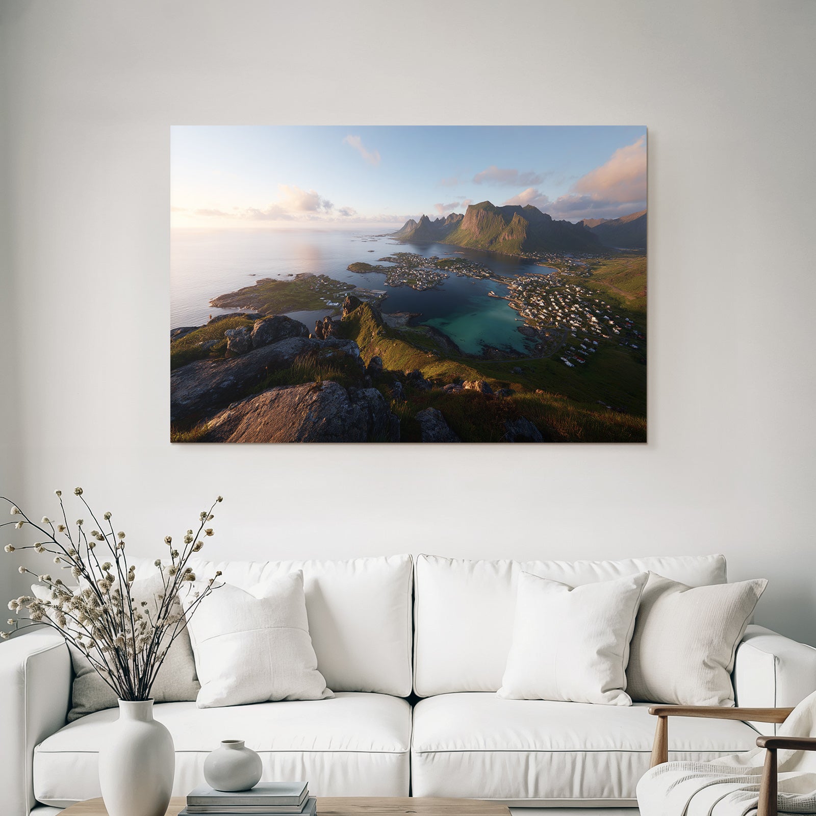 Berge Und Panoramen Küstenschönheit Mit Bergen Wasser Und Inseln Dawn Dusk