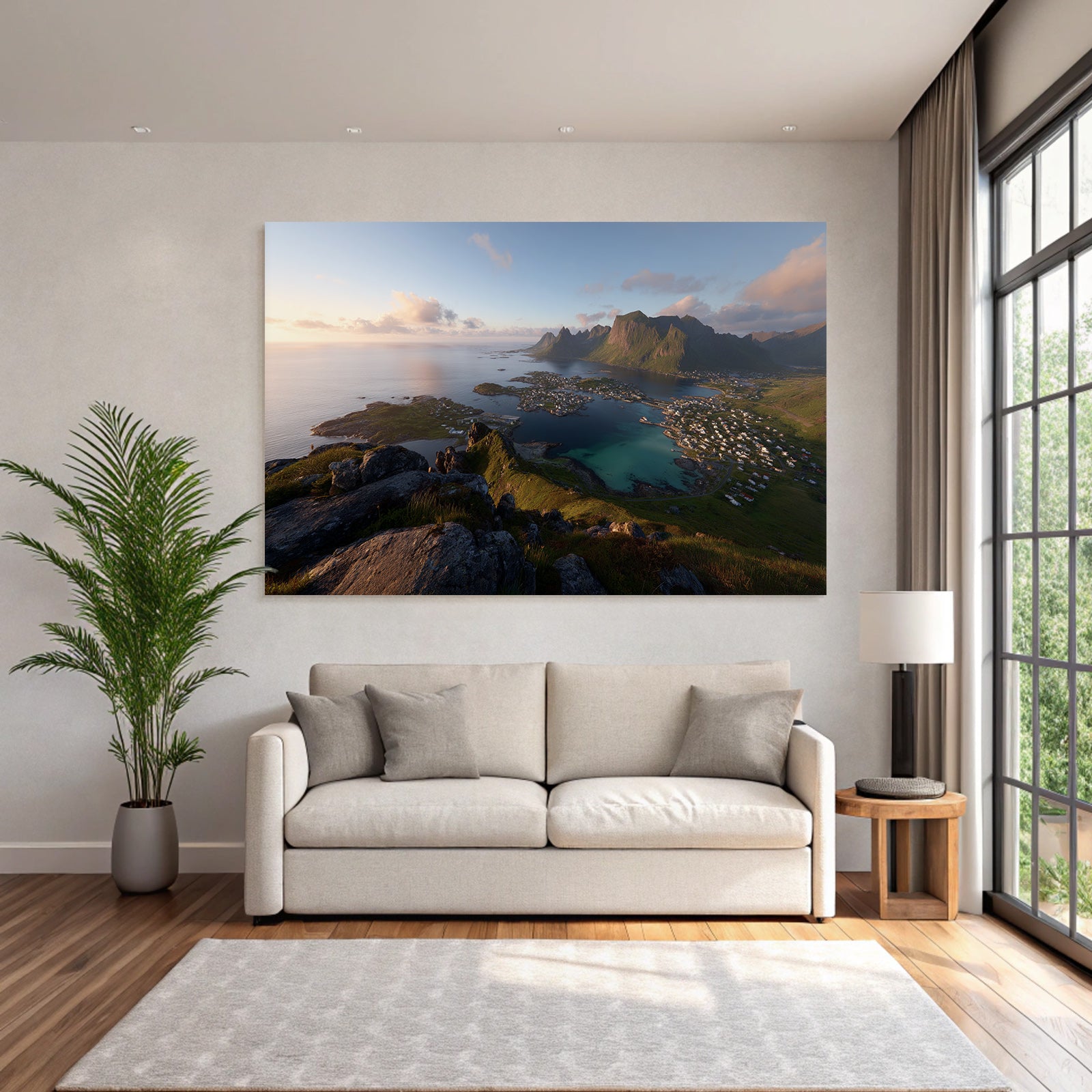 Berge Und Panoramen Küstenschönheit Mit Bergen Wasser Und Inseln Dawn Dusk