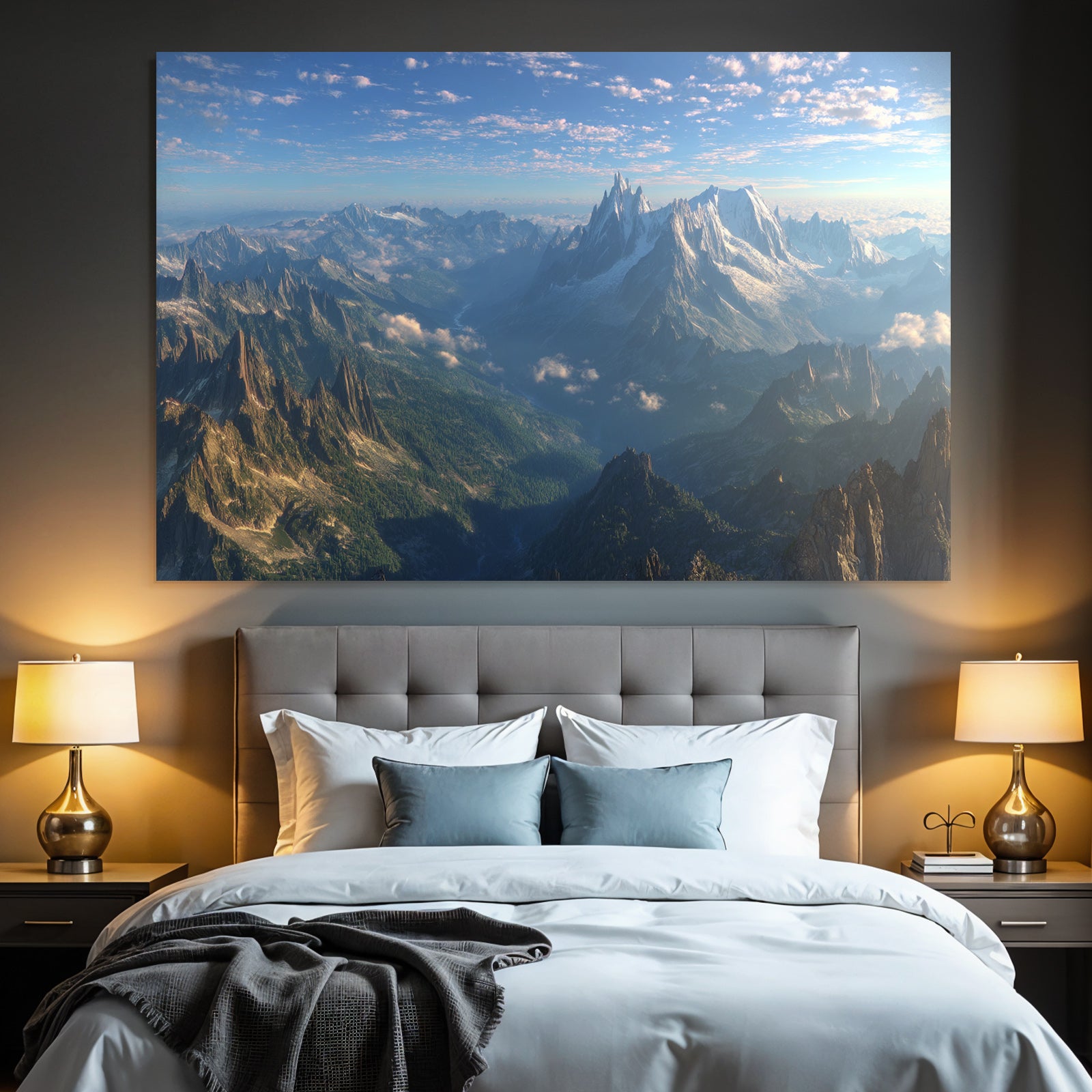 Berge Und Panoramen Mountänlandschaft Jagged Peaks Lush Valleys Clear Blue Sky