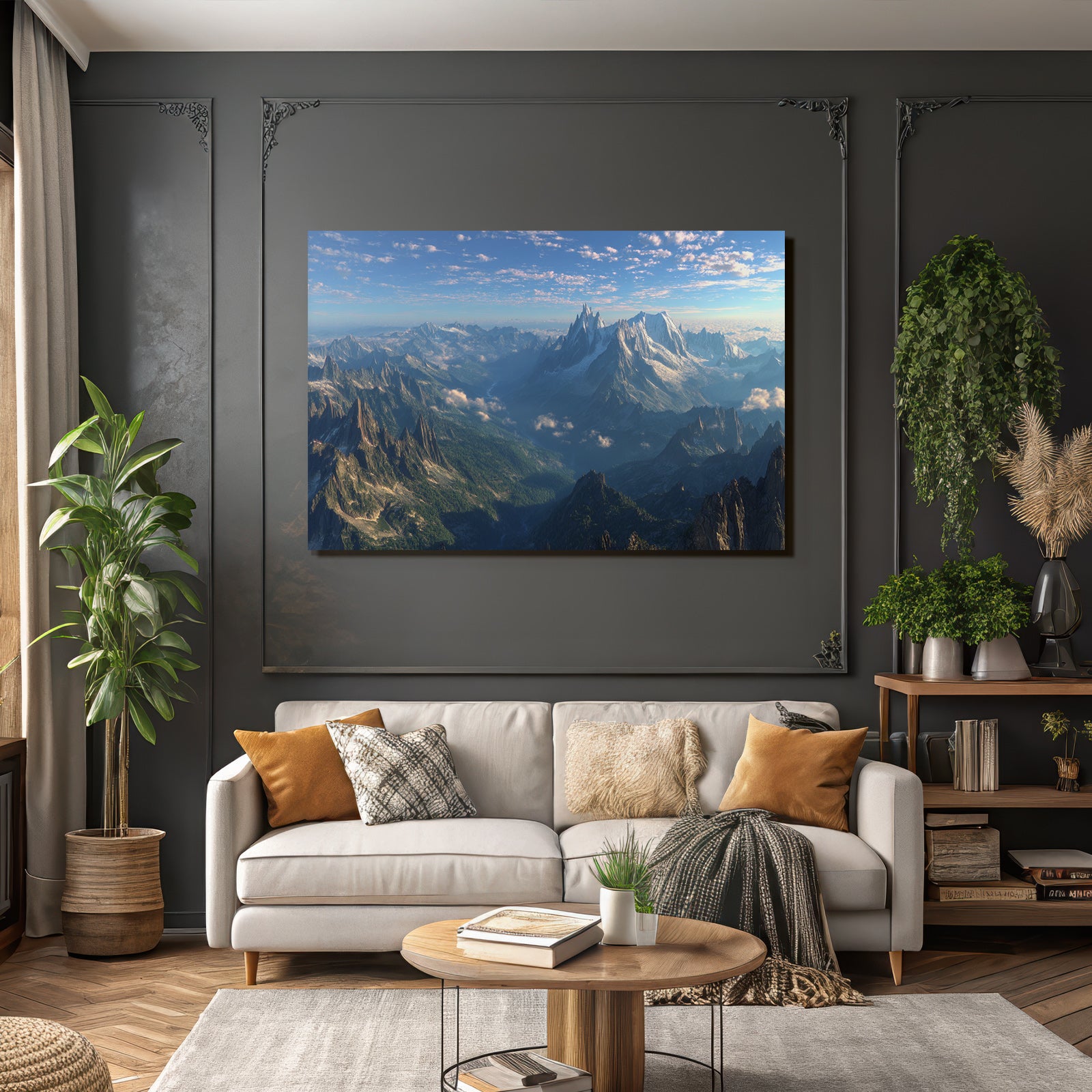 Berge Und Panoramen Mountänlandschaft Jagged Peaks Lush Valleys Clear Blue Sky