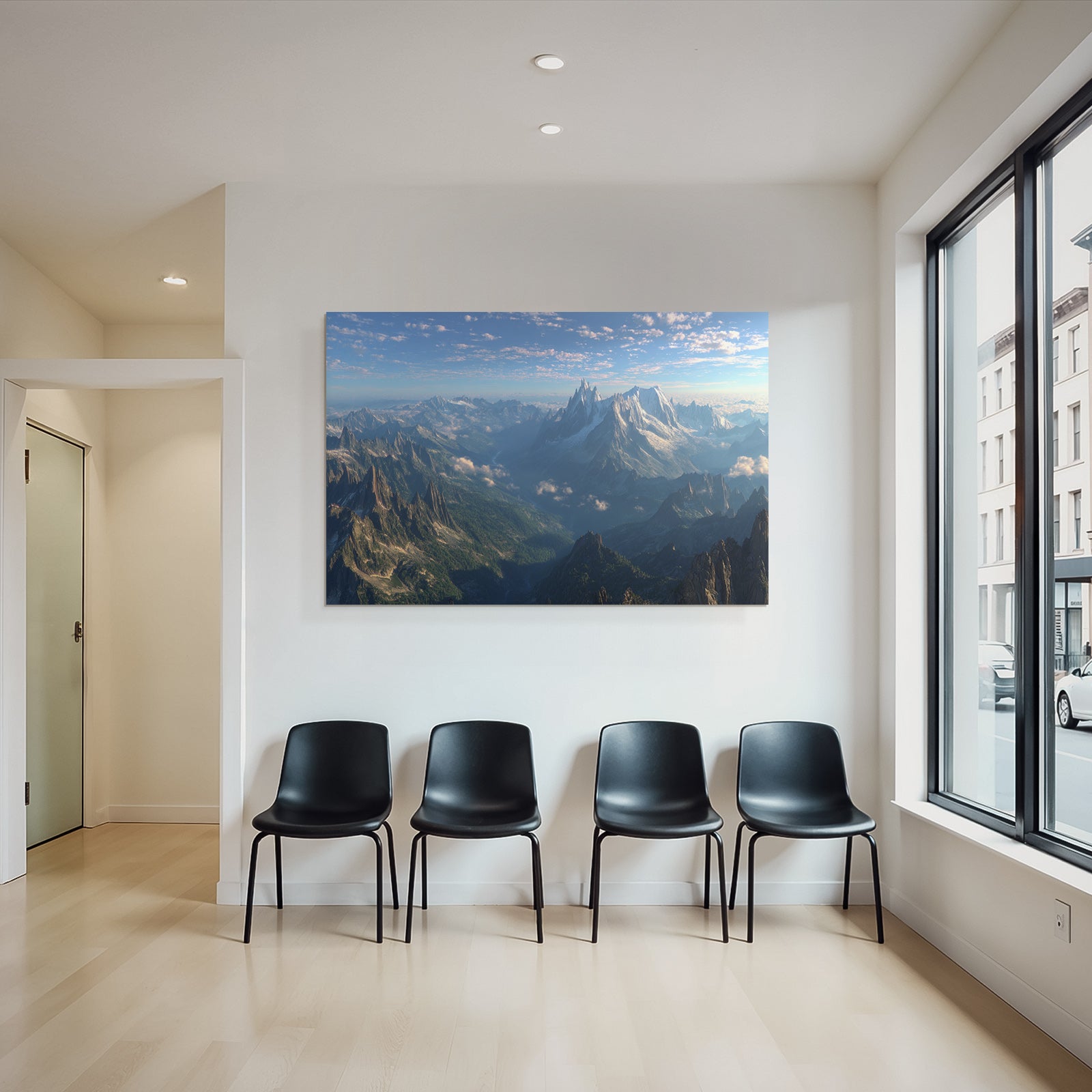 Berge Und Panoramen Mountänlandschaft Jagged Peaks Lush Valleys Clear Blue Sky