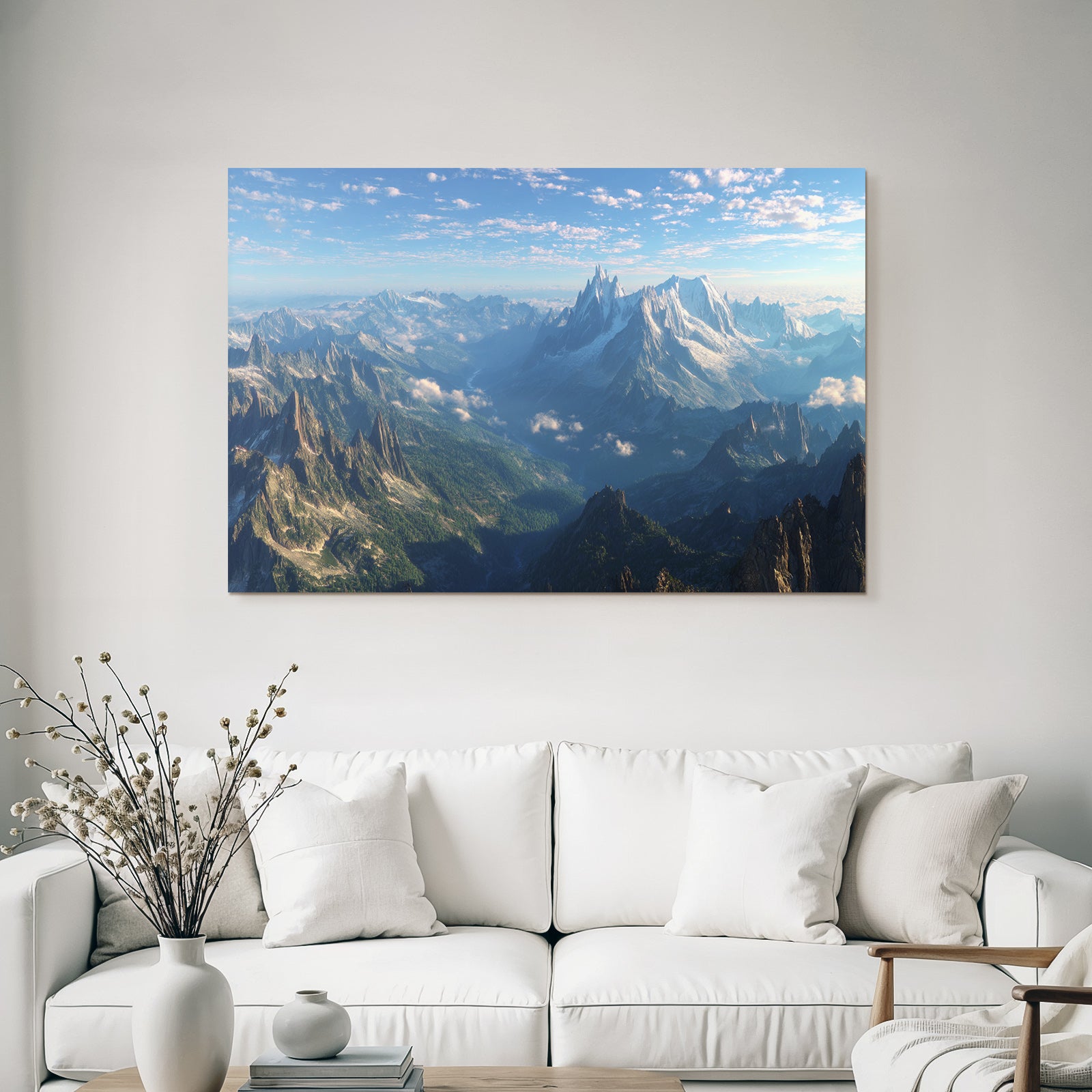 Berge Und Panoramen Mountänlandschaft Jagged Peaks Lush Valleys Clear Blue Sky