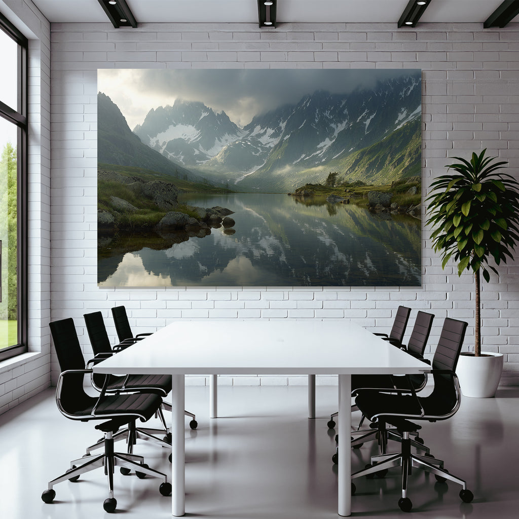 Berge Und Panoramen Ruhige Berglandschaft Mit Spiegelndem See