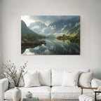 Berge Und Panoramen Ruhige Berglandschaft Mit Spiegelndem See