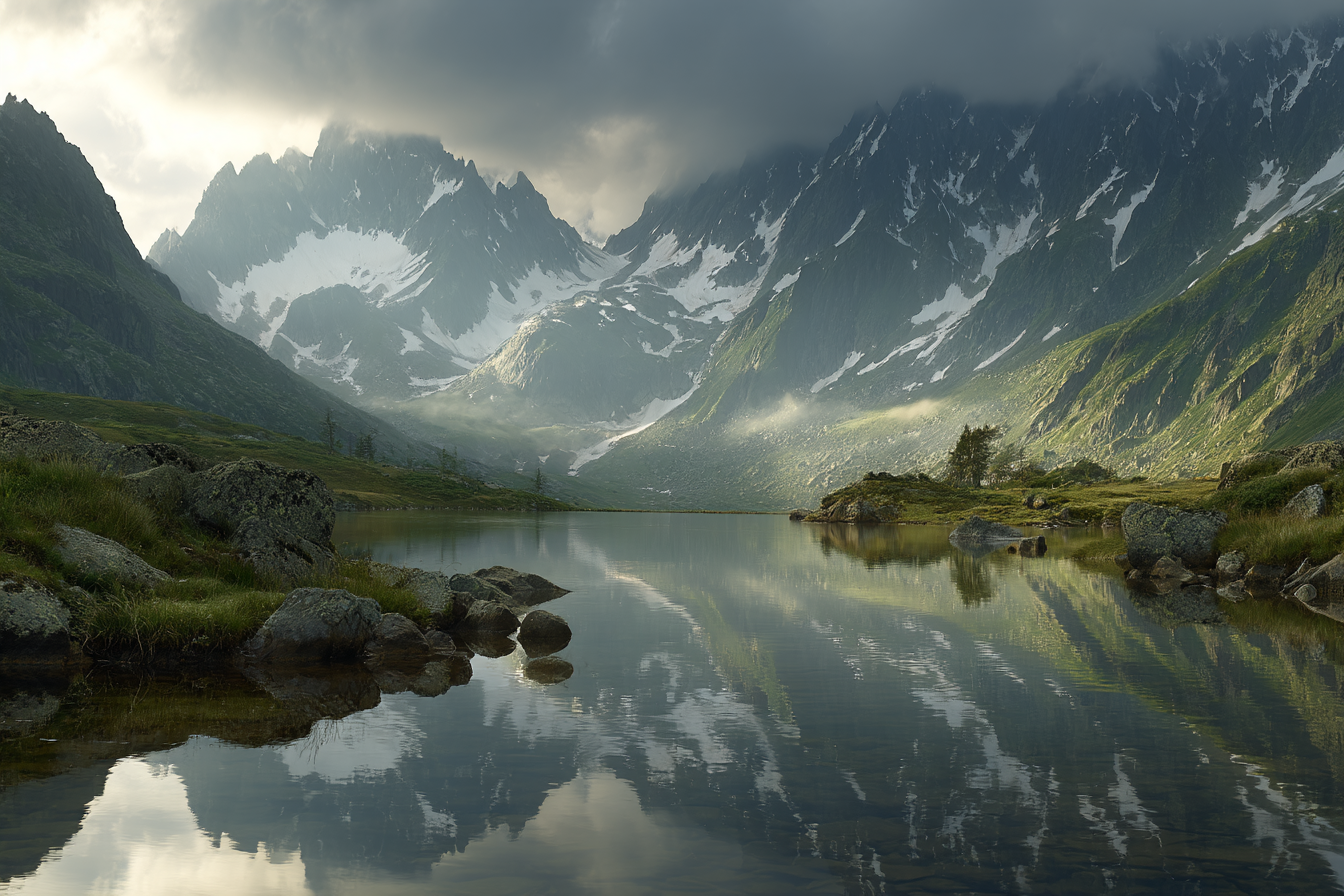 Berge Und Panoramen Ruhige Berglandschaft Mit Spiegelndem See | Berge und Panoramen | Landschaften