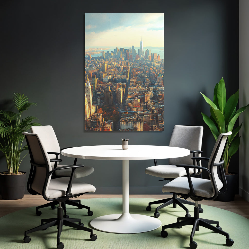 Ärial View Der Stadt Skyline Mit Bucht Pastellfarben Künstlerischer Stil | Duenen und Heide | Landschaften