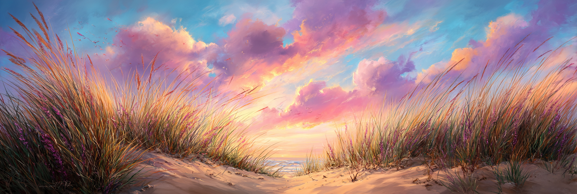 Lebensfrohes Strand Sonnenuntergang Landschaft