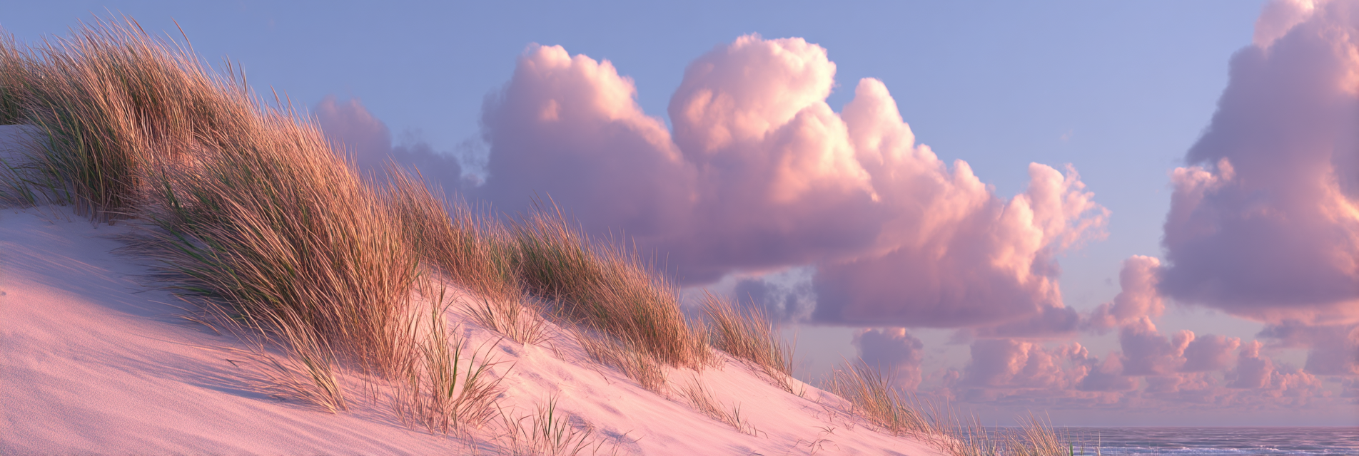 Ruhige Küstenlandschaft Sanddünen Und Himmel Mit Wolken | Duenen und Heide | Landschaften