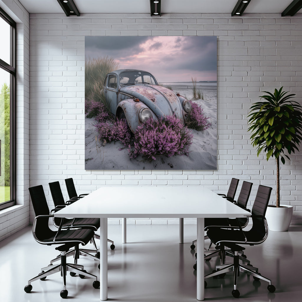 Alte Verrostete Autos Mit Rosa Blumen Am Strand | Duenen und Heide | Landschaften