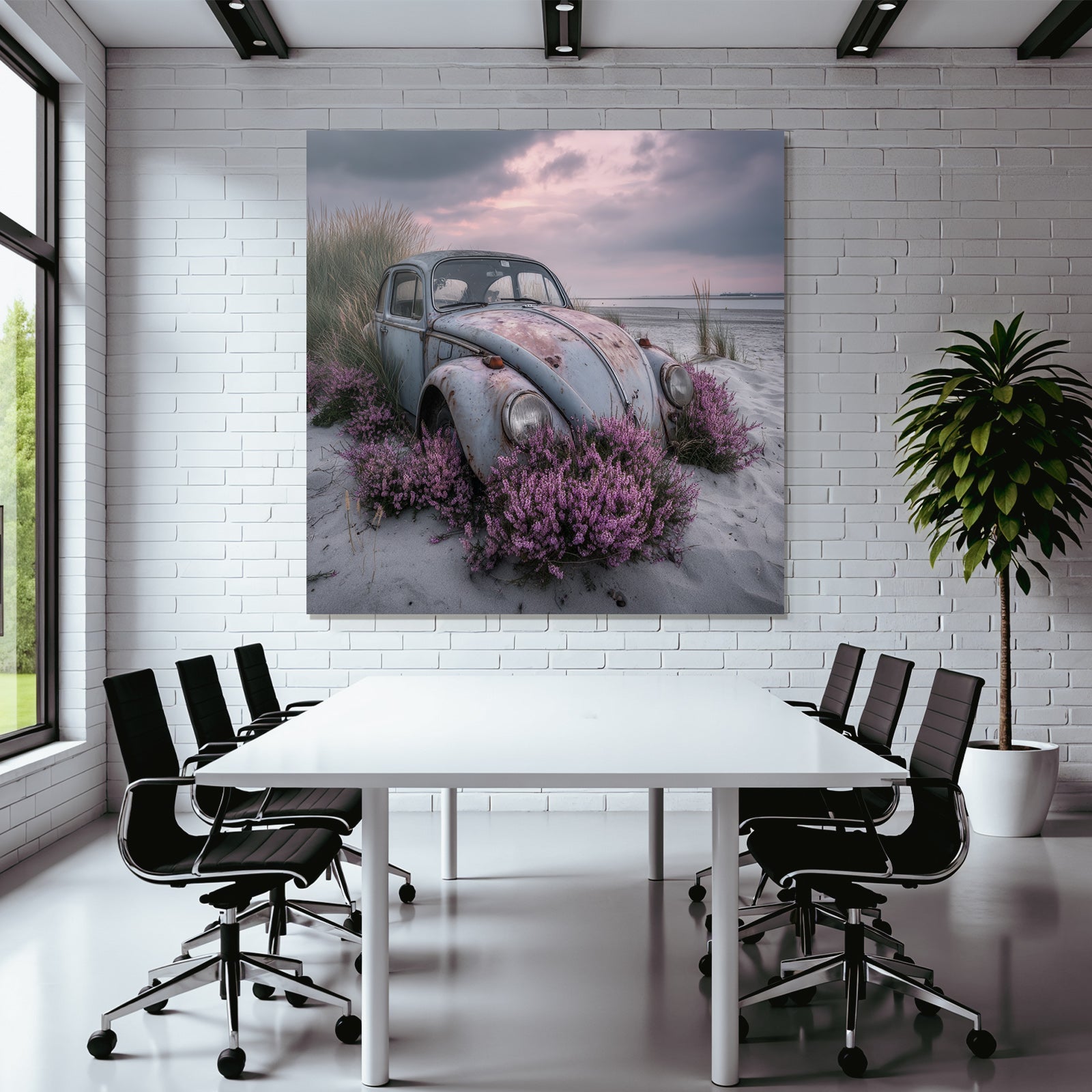 Alte Verrostete Autos Mit Rosa Blumen Am Strand | Duenen und Heide | Landschaften