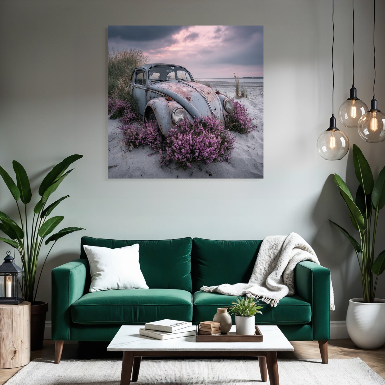Alte Verrostete Autos Mit Rosa Blumen Am Strand | Duenen und Heide | Landschaften