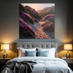 Ruhige Landschaft Mit Blühenden Lila Blumen