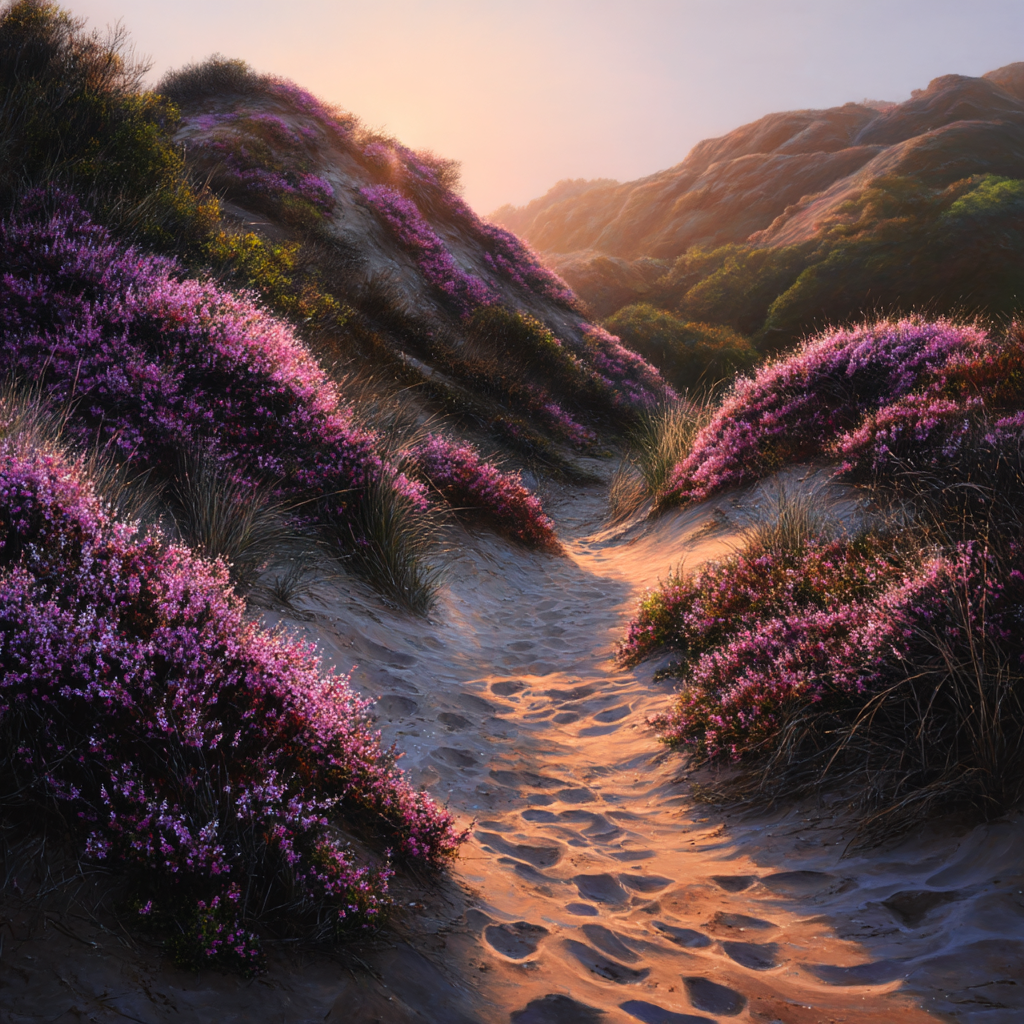 Ruhige Landschaft Mit Blühenden Lila Blumen