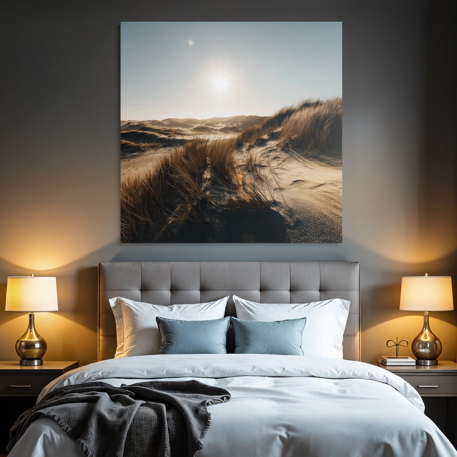 Tranquiles Naturlandschaft Sanddüne Gras Sonnenschein
