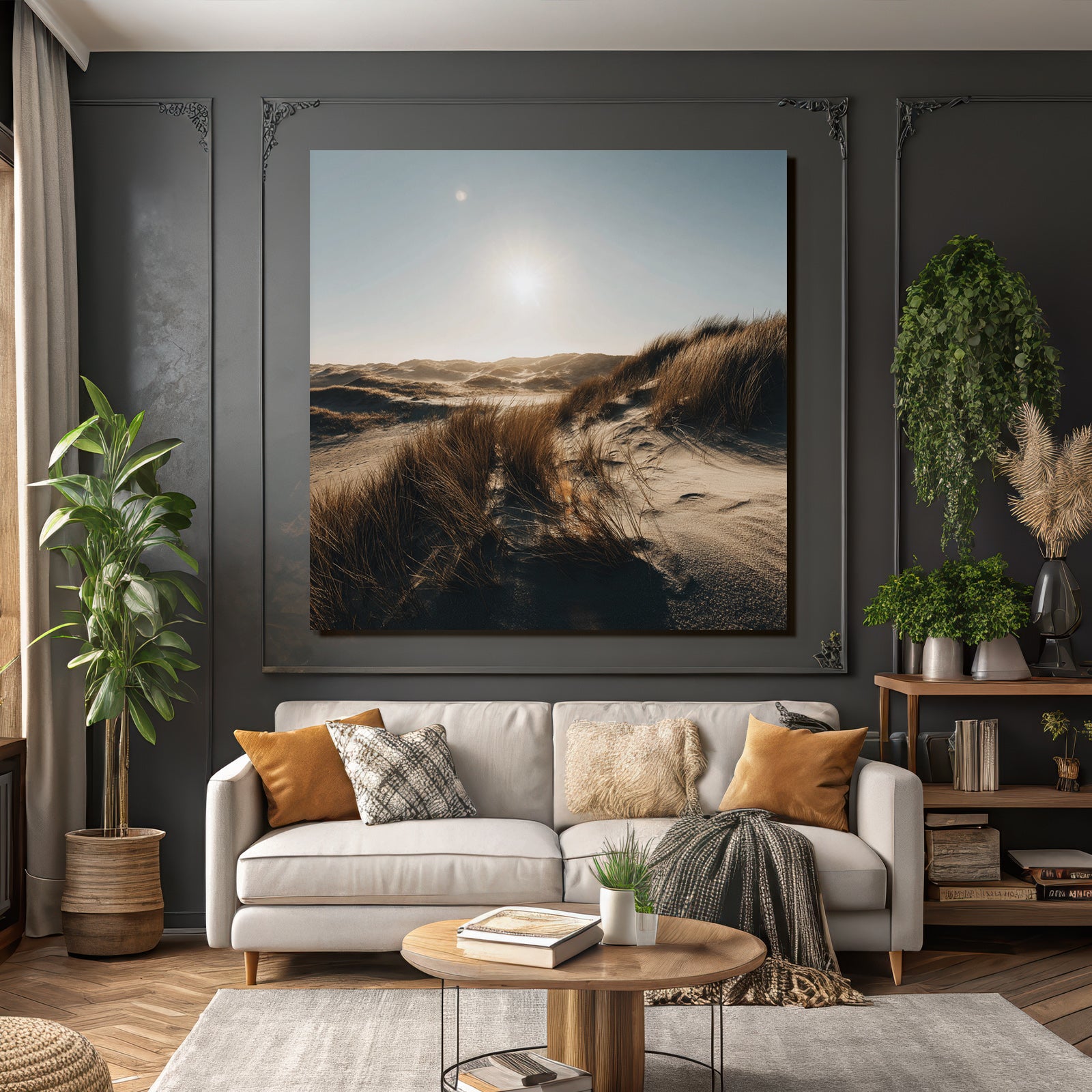 Tranquiles Naturlandschaft Sanddüne Gras Sonnenschein