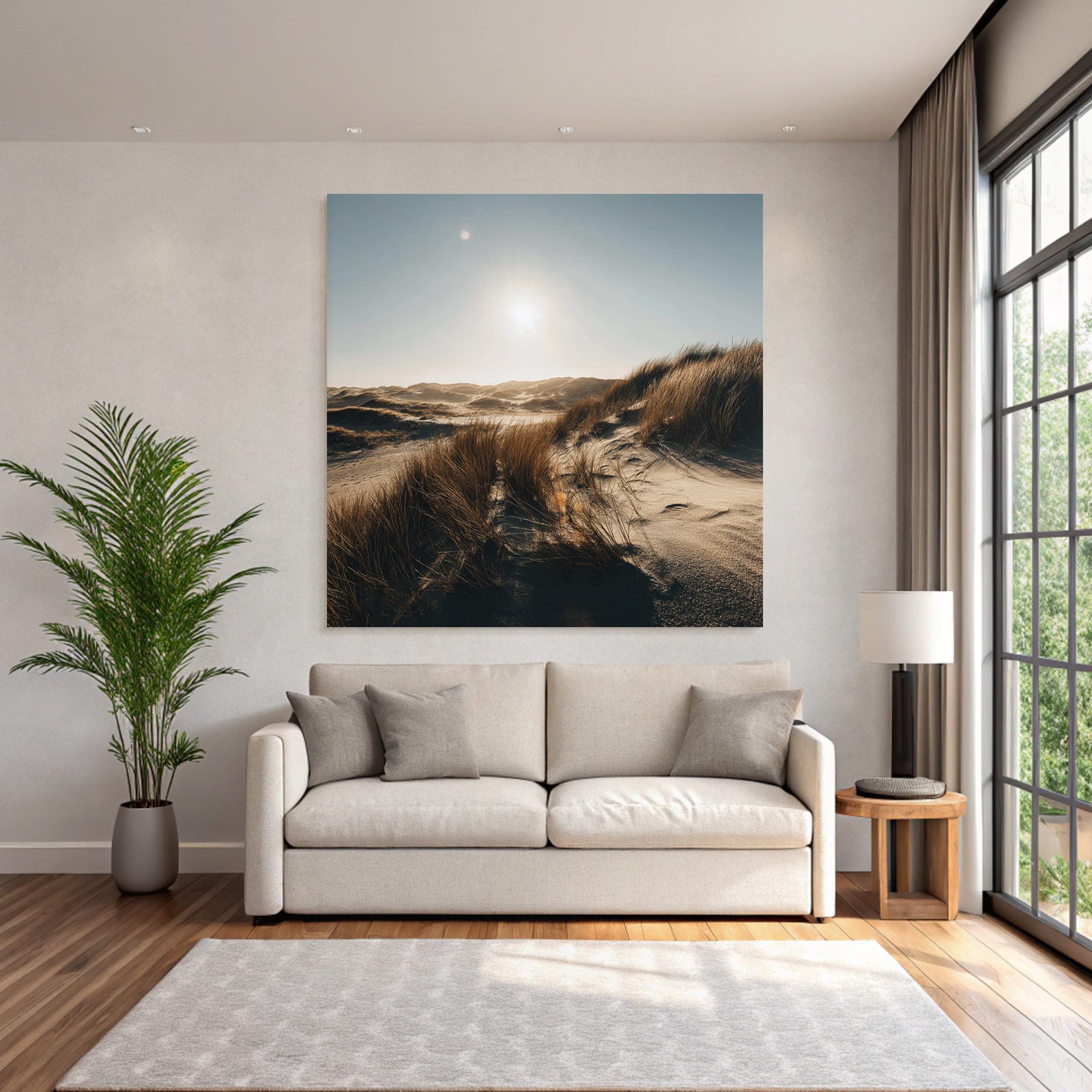 Tranquiles Naturlandschaft Sanddüne Gras Sonnenschein