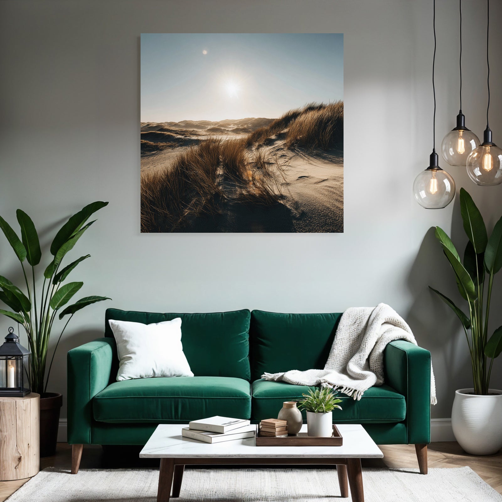 Tranquiles Naturlandschaft Sanddüne Gras Sonnenschein