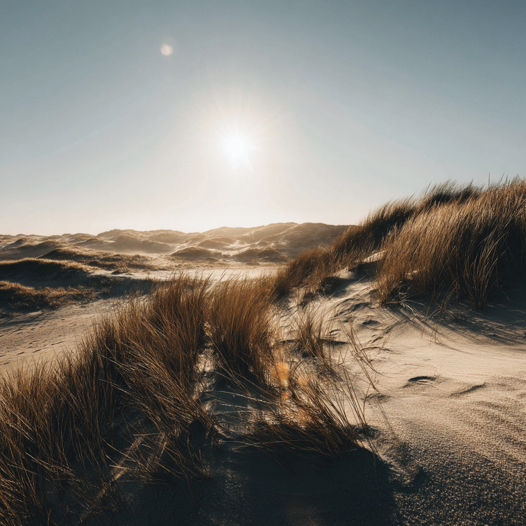 Tranquiles Naturlandschaft Sanddüne Gras Sonnenschein