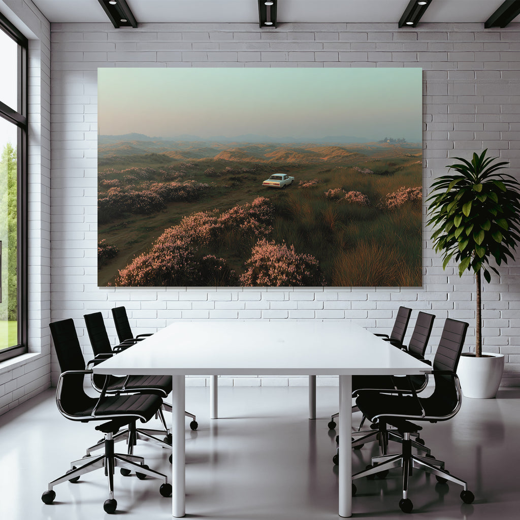 Idyllische Landschaft Mit Altem Auto Und Rose Blumen | Duenen und Heide | Landschaften