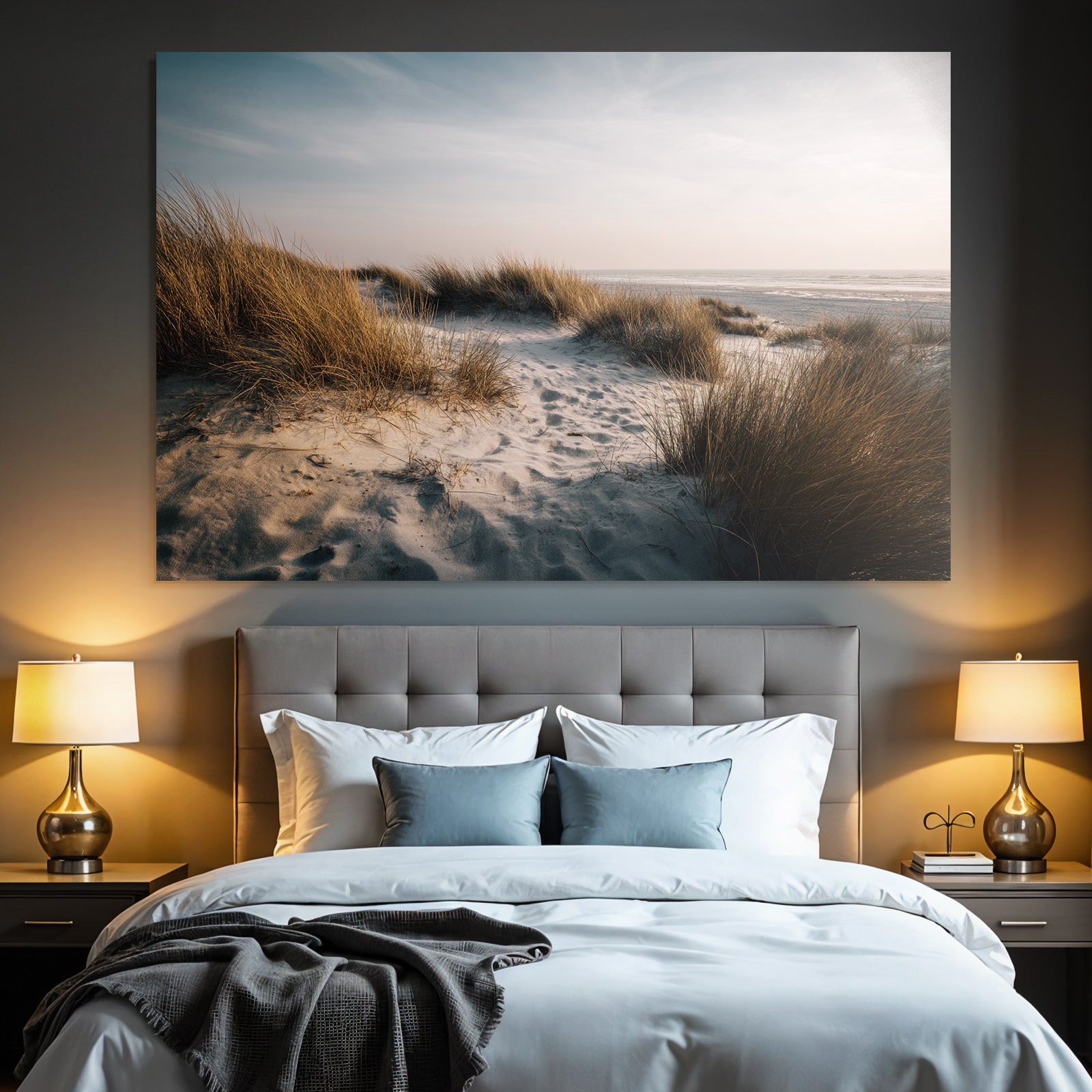 Sandstrand Mit Gras Und Sanddünen Am Küstenbereich