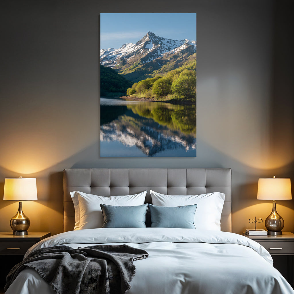 Berglandschaft Spiegelung Und Grünes Land