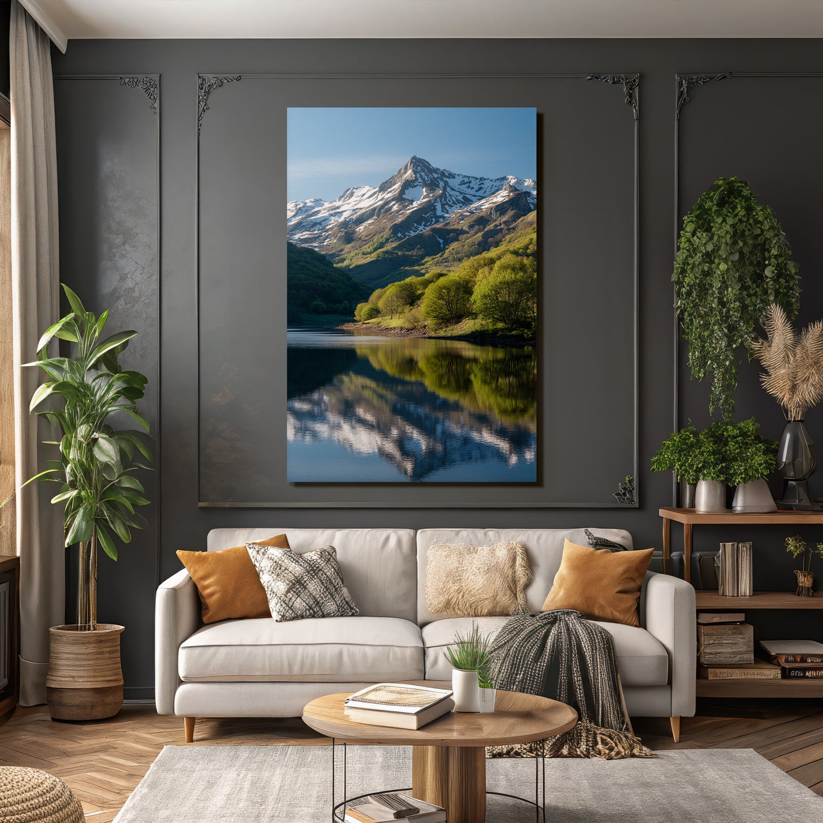 Berglandschaft Spiegelung Und Grünes Land