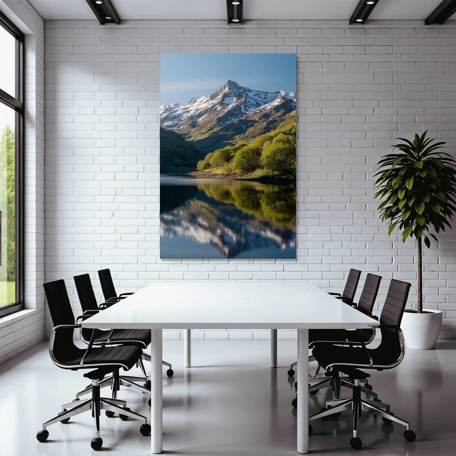 Berglandschaft Spiegelung Und Grünes Land