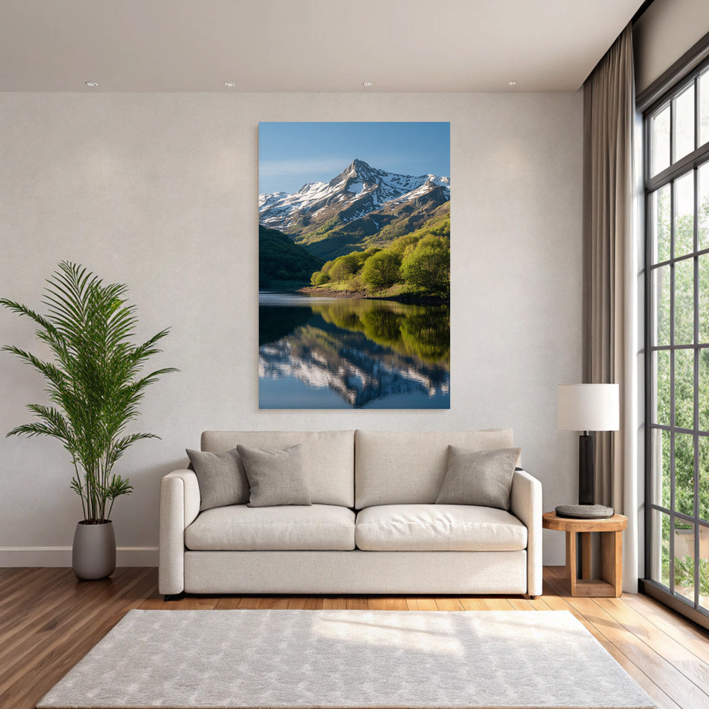 Berglandschaft Spiegelung Und Grünes Land