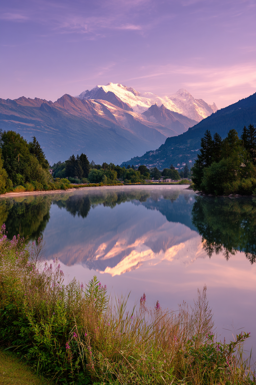 Beruhigende Landschaft Mit Gebirgen Und Wasser Im Dämmerlicht | Seen und Unterwasserwelten | Landschaften