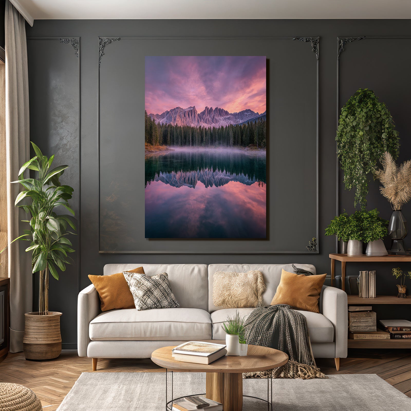 Beruhigende Landschaft Spiegelung Des Gebirges Im See Bei Werklicht