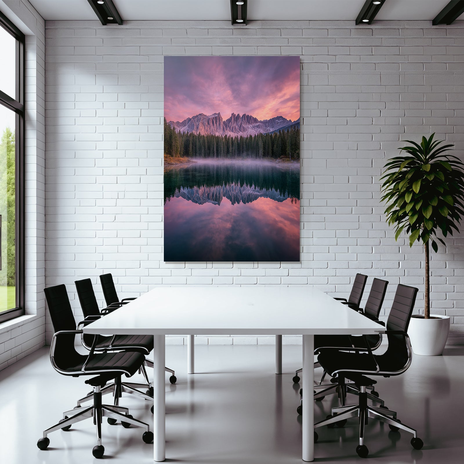 Beruhigende Landschaft Spiegelung Des Gebirges Im See Bei Werklicht