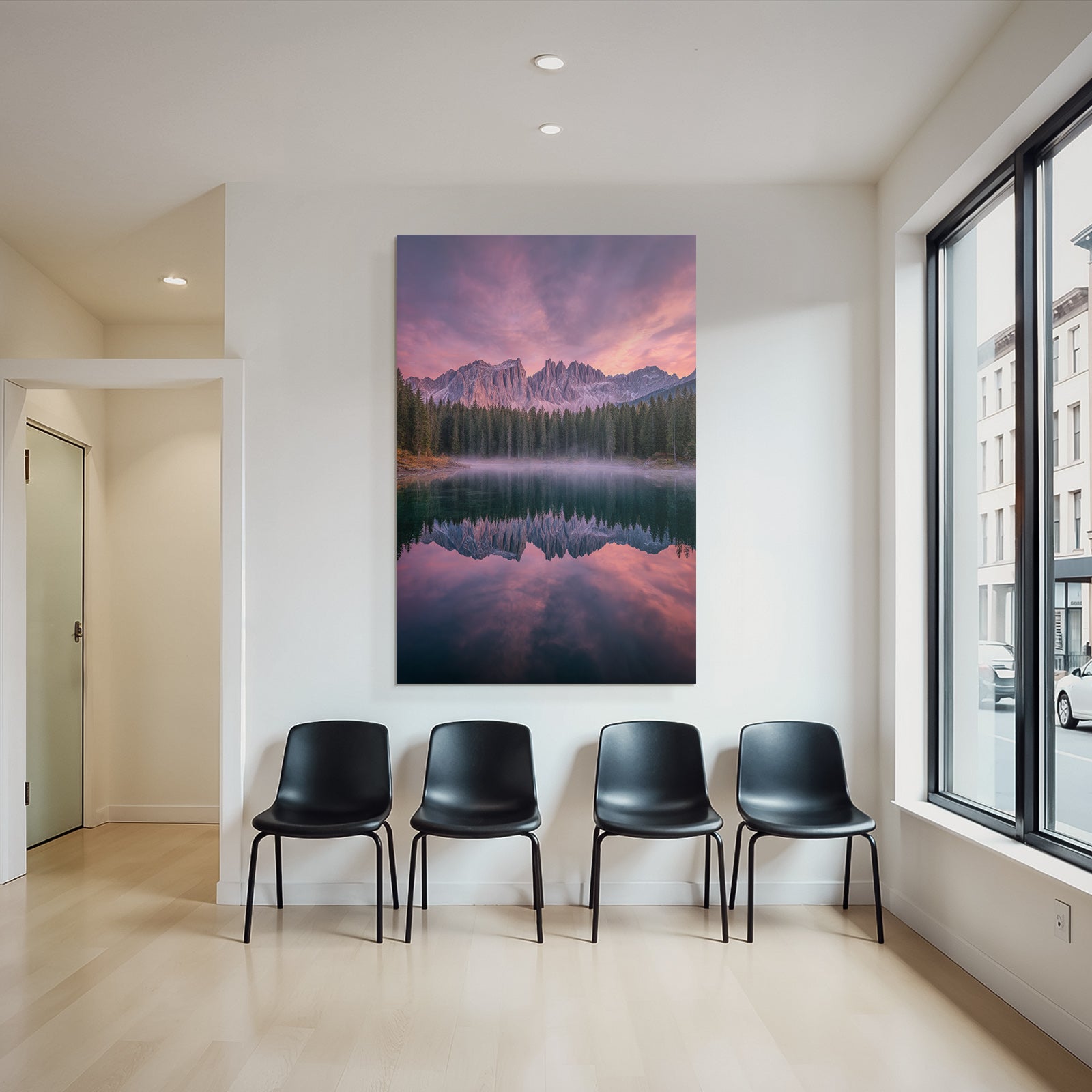 Beruhigende Landschaft Spiegelung Des Gebirges Im See Bei Werklicht